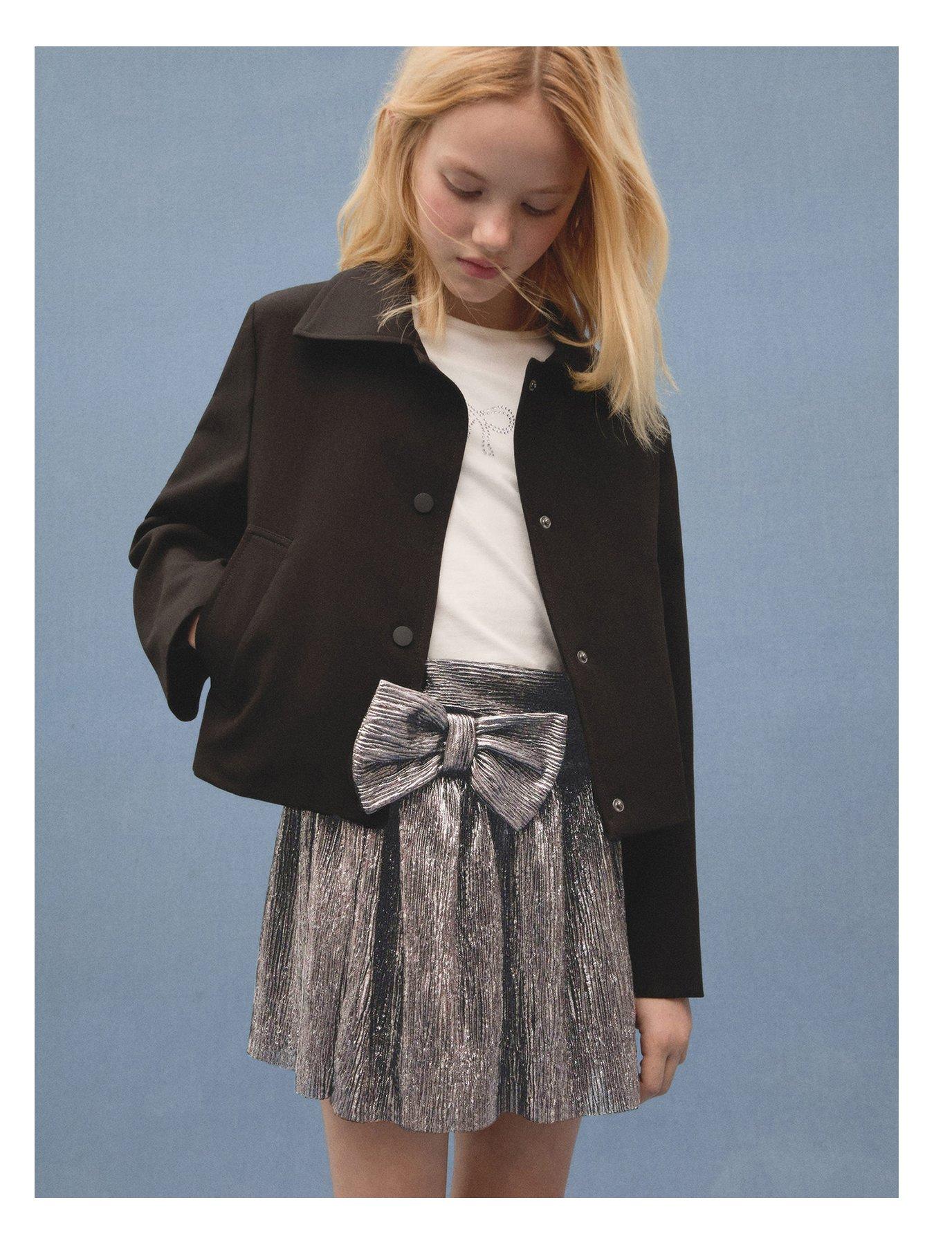 undefined Girls Plisse Bow Skirt - Black