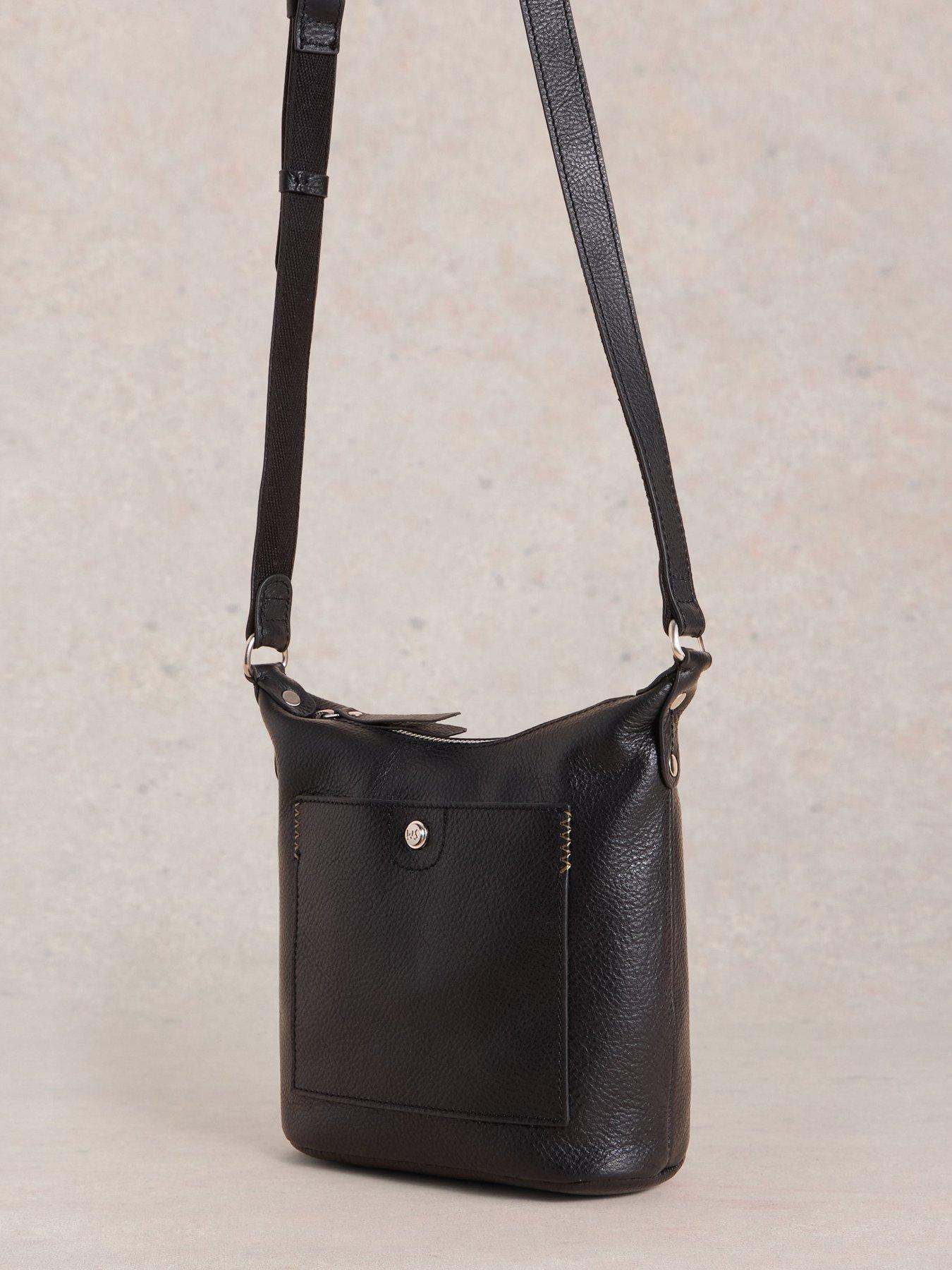Image 2 of 5 of White Stuff Mini Fern Leather Crossbody Bag - Black
