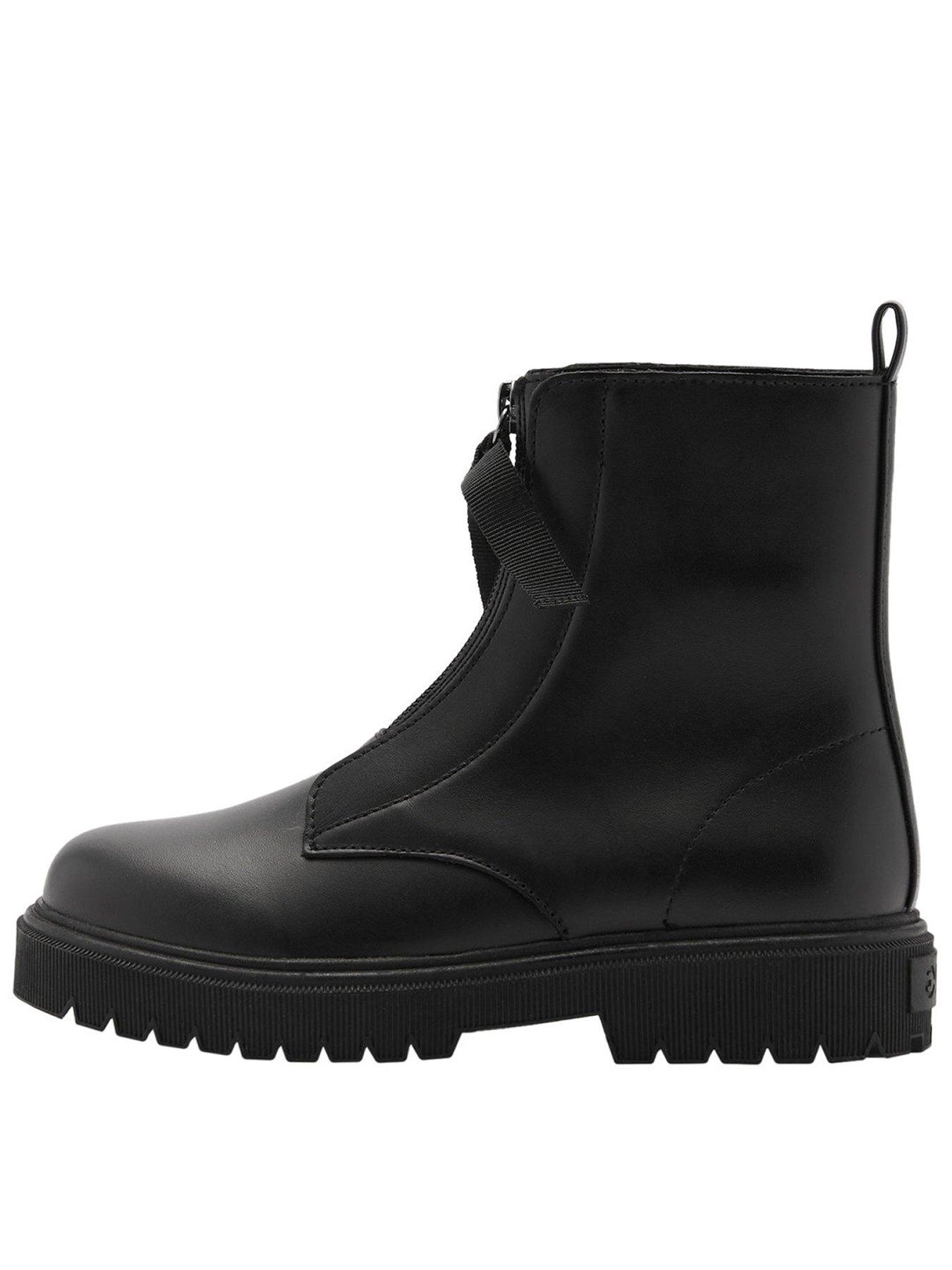 undefined Girls Zip Leather Boots - Black