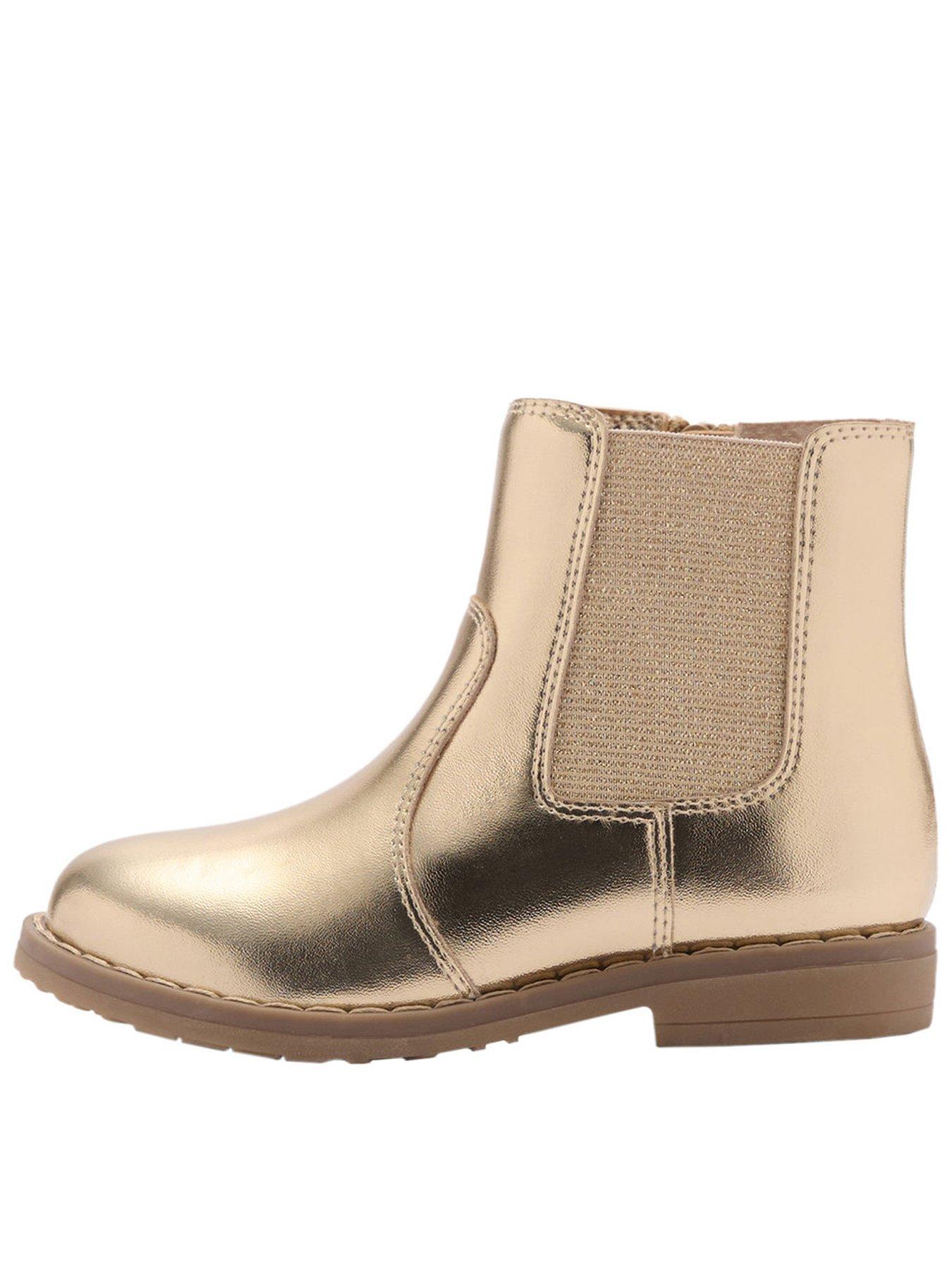 undefined Younger Girls Metallic Ankle Boots - Gold