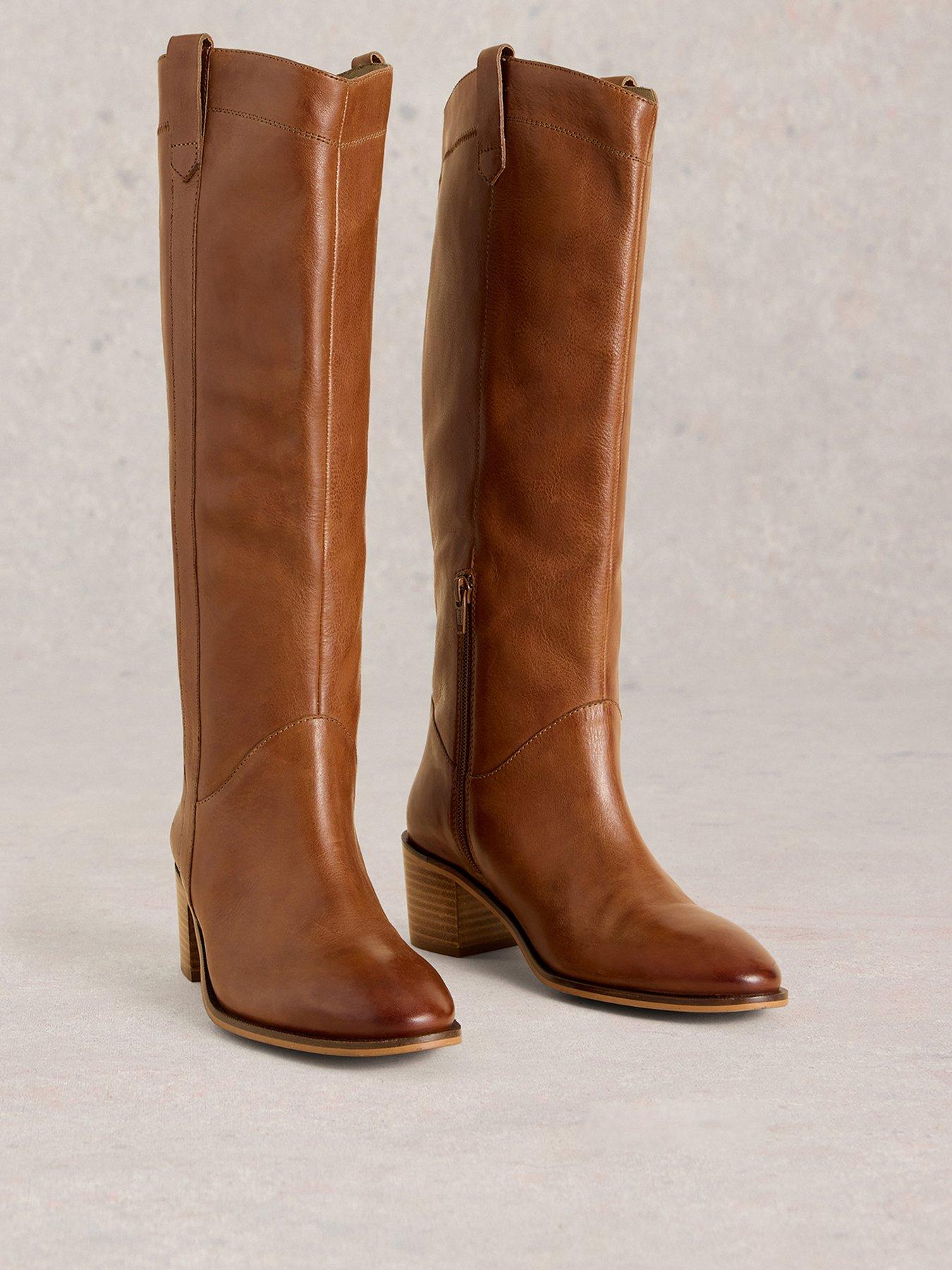 Image 2 of 4 of White Stuff Izzy Leather Knee High Boot - Brown