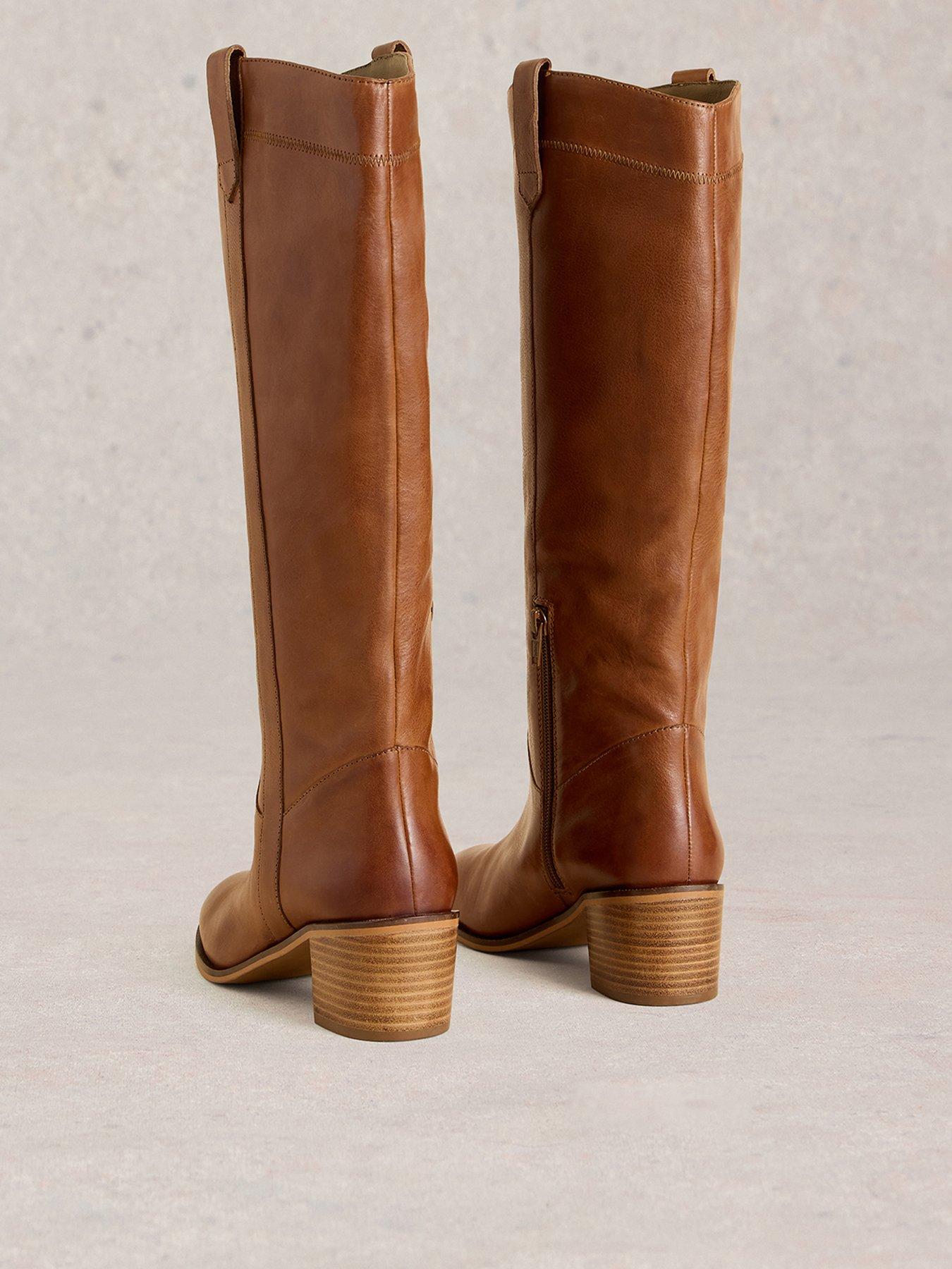 Image 3 of 4 of White Stuff Izzy Leather Knee High Boot - Brown