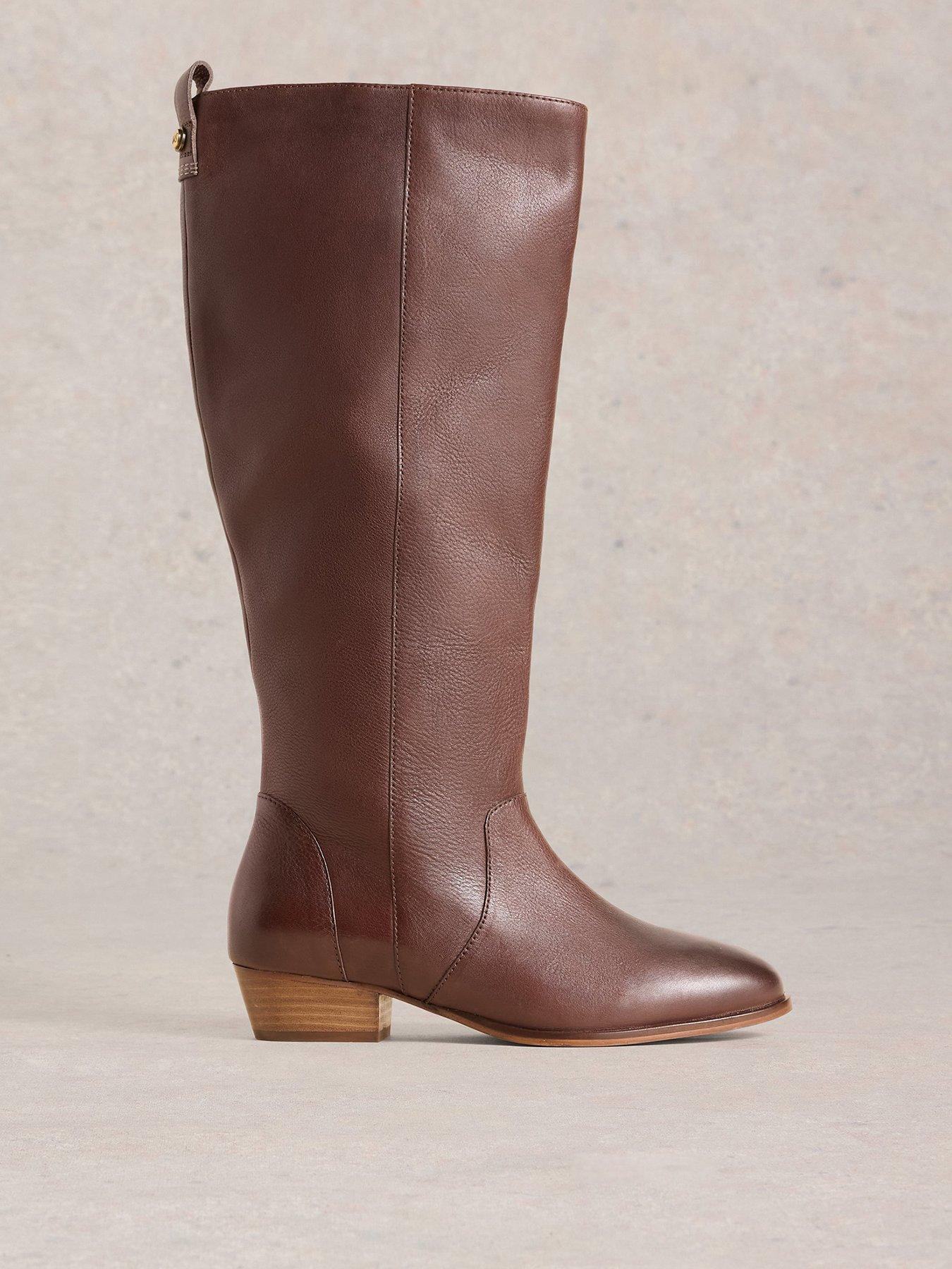  image of white-stuff-wide-fit-leather-knee-boot-brown