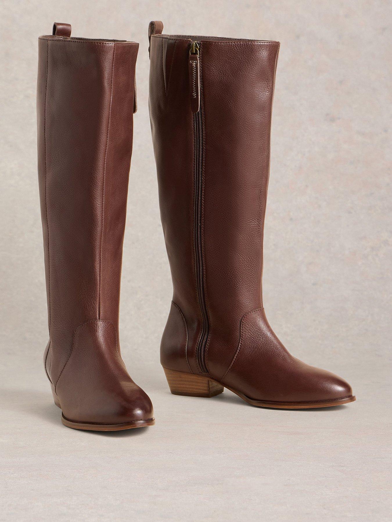  image of white-stuff-wide-fit-leather-knee-boot-brown