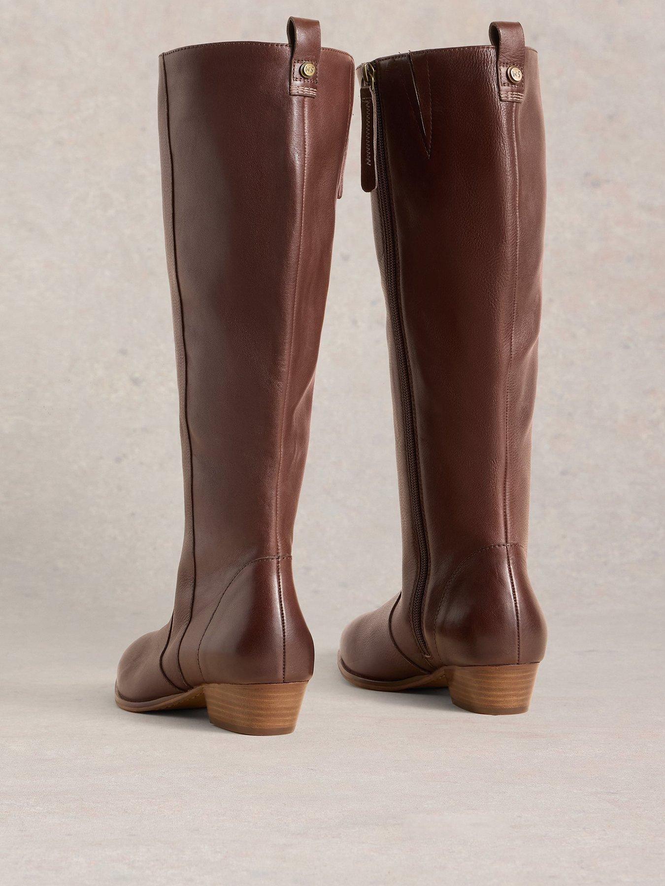  image of white-stuff-wide-fit-leather-knee-boot-brown
