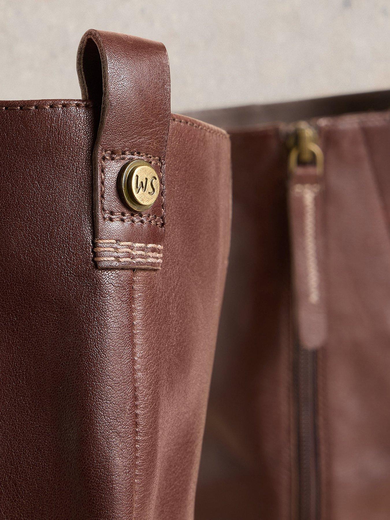  image of white-stuff-wide-fit-leather-knee-boot-brown