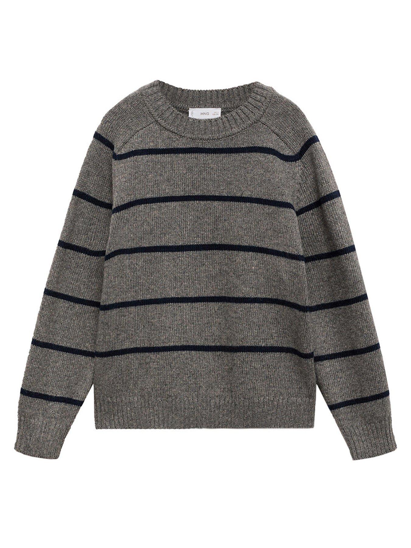 undefined Boys Striped Knitted Jumper - Dark Grey
