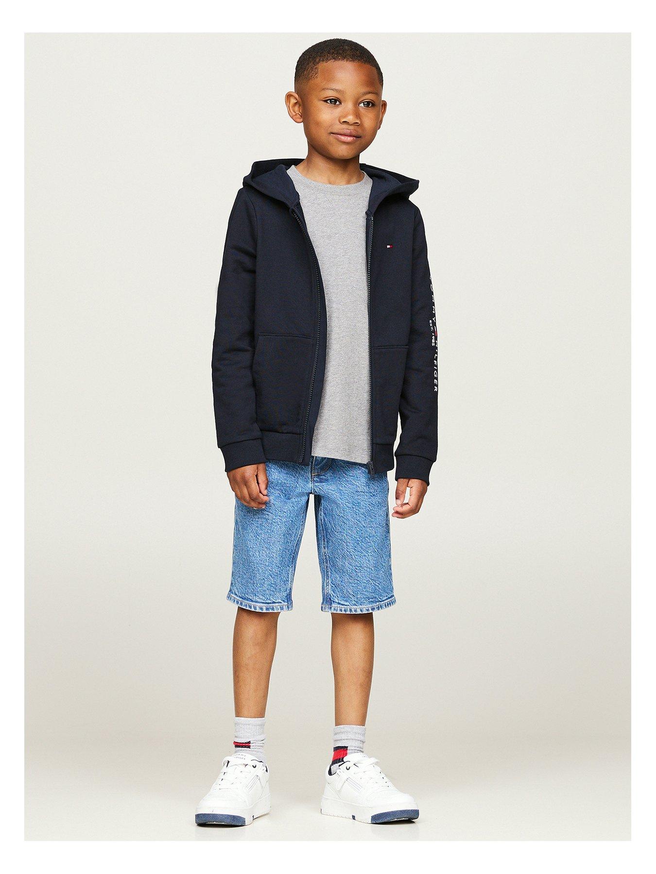 Tommy Hilfiger Kids Unisex Essential Zip Through Hoodie Navy littlewoods