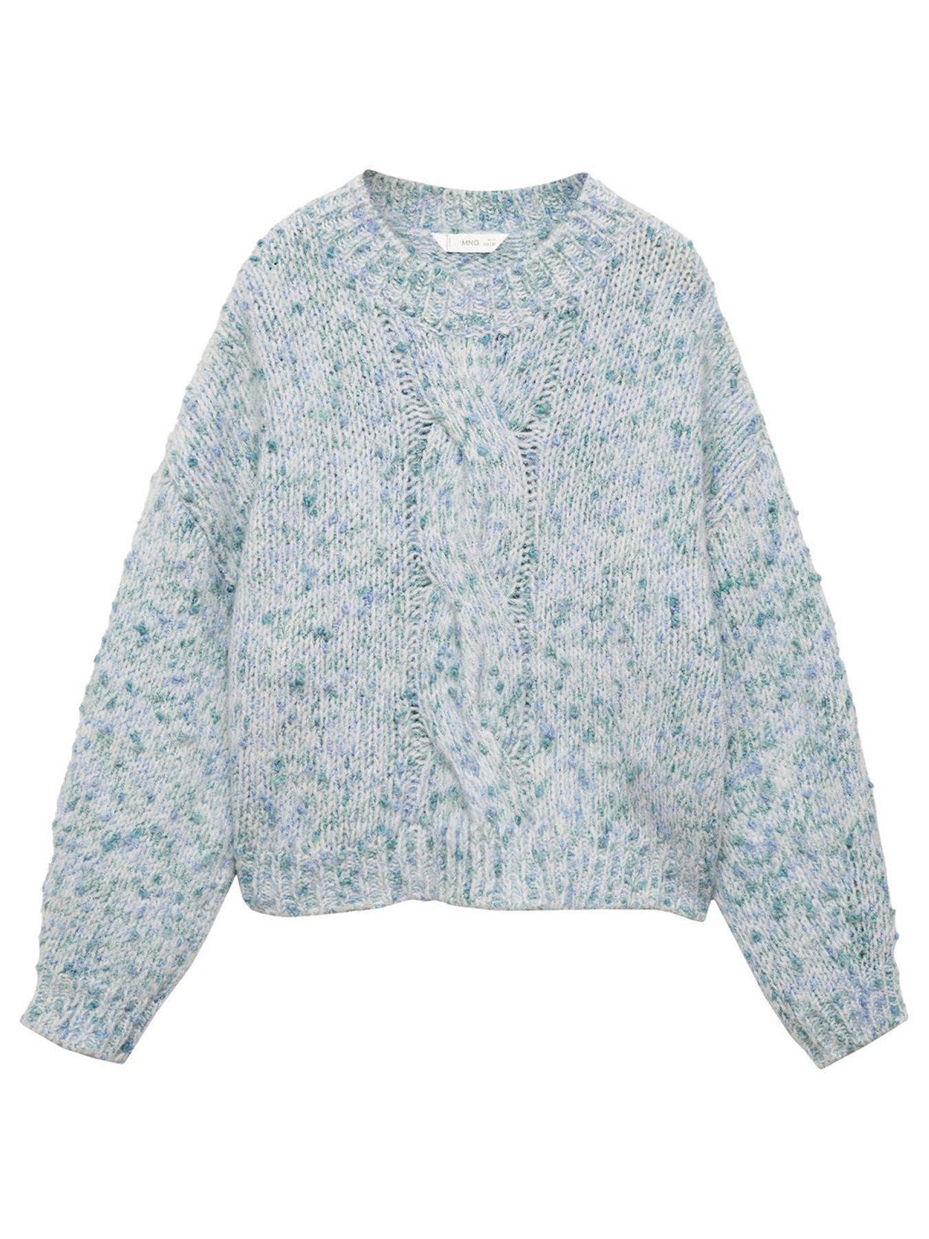 undefined Girls Cable Front Knitted Jumper - Aqua