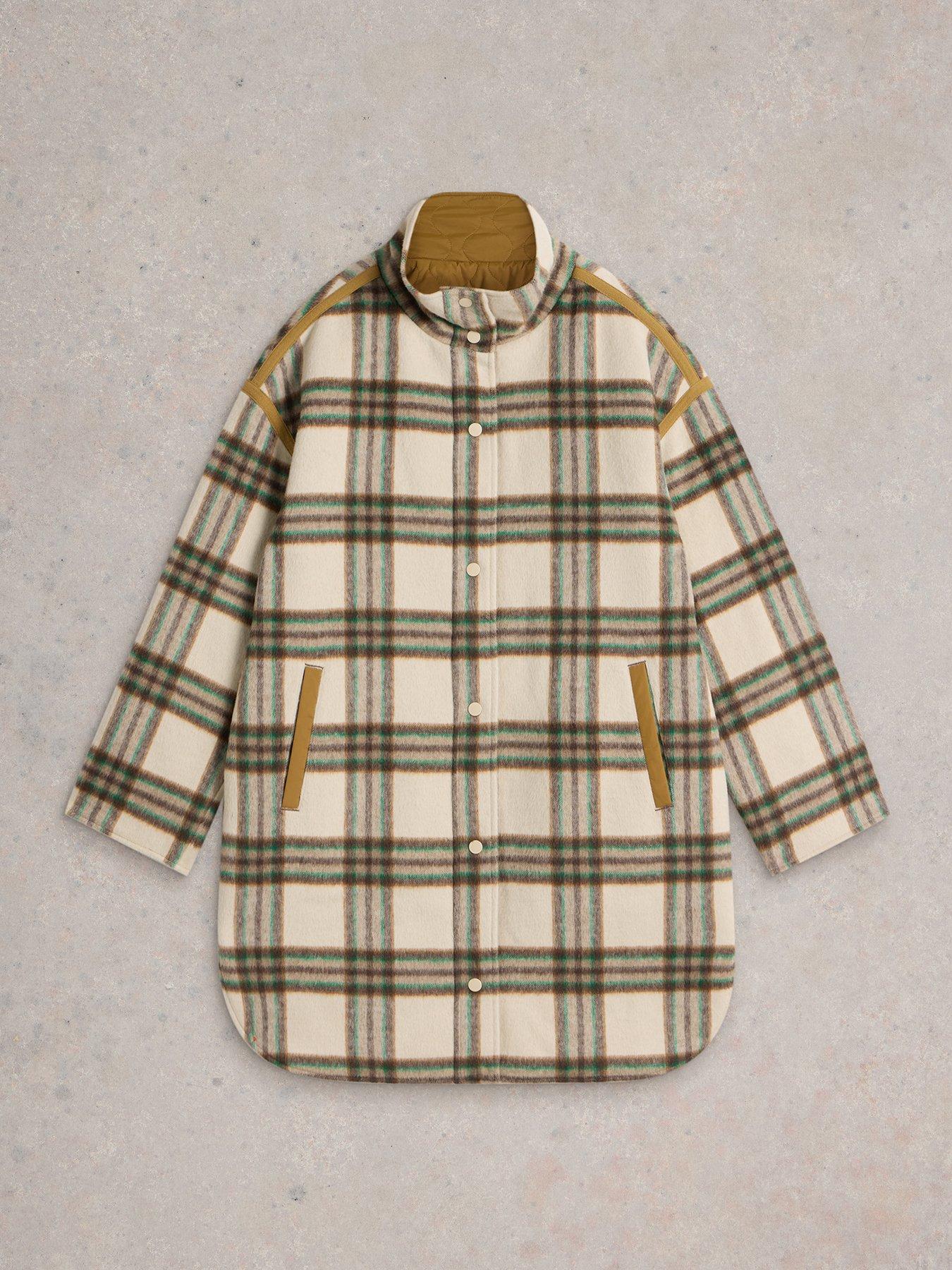 Image 4 of 6 of White Stuff Marlowe Reversible Check Coat - Multi
