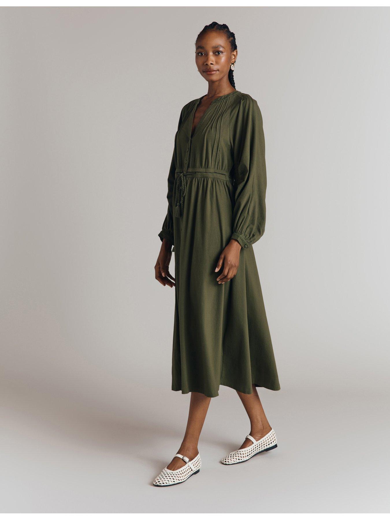 undefined Santori Dress - Khaki - Dark Green