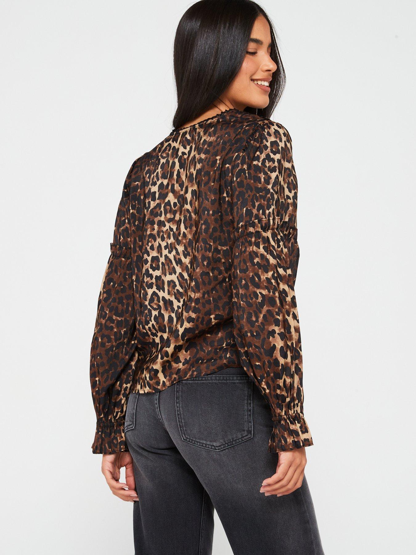 image of vero-moda-leopard-print-v-neck-top-multi