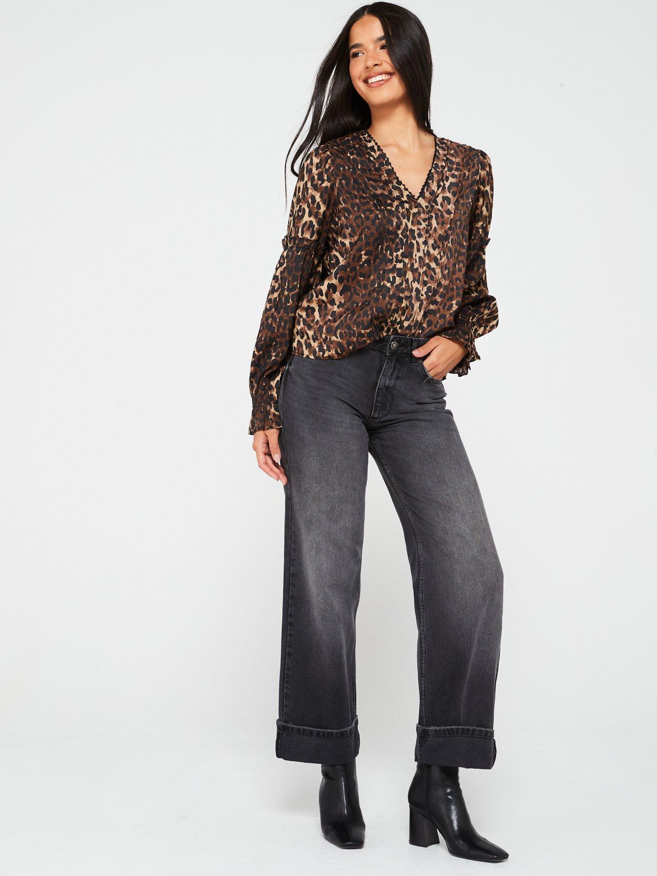  image of vero-moda-leopard-print-v-neck-top-multi