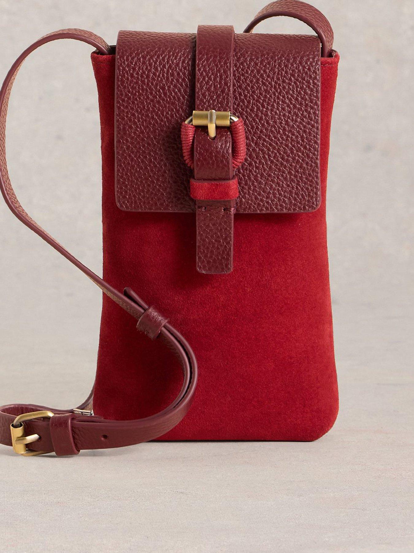 undefined Clara Buckle Suede Phone Bag - Red