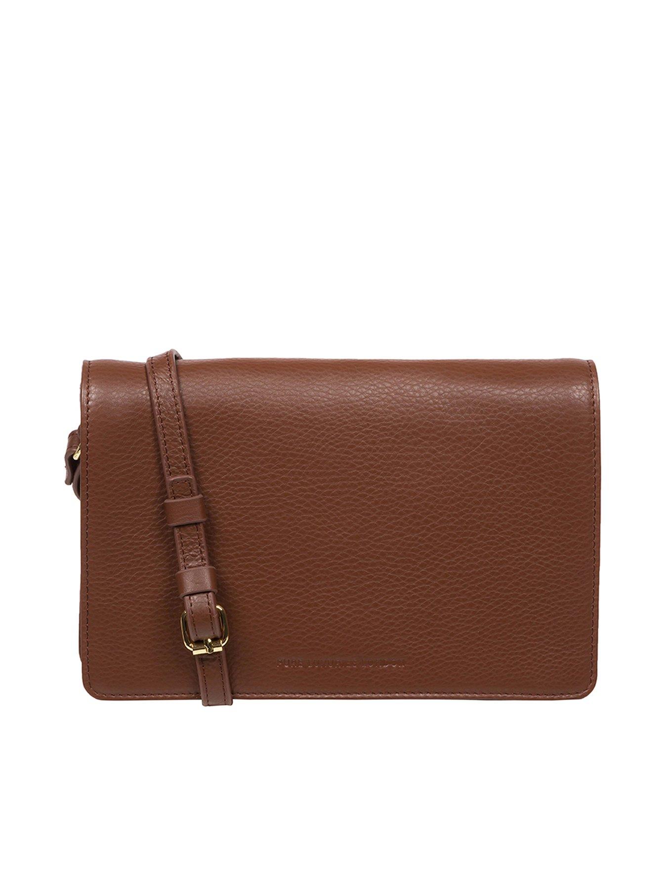 Pure Luxuries London Gwen Dark Tan Nappa Leather Cross Body Bag