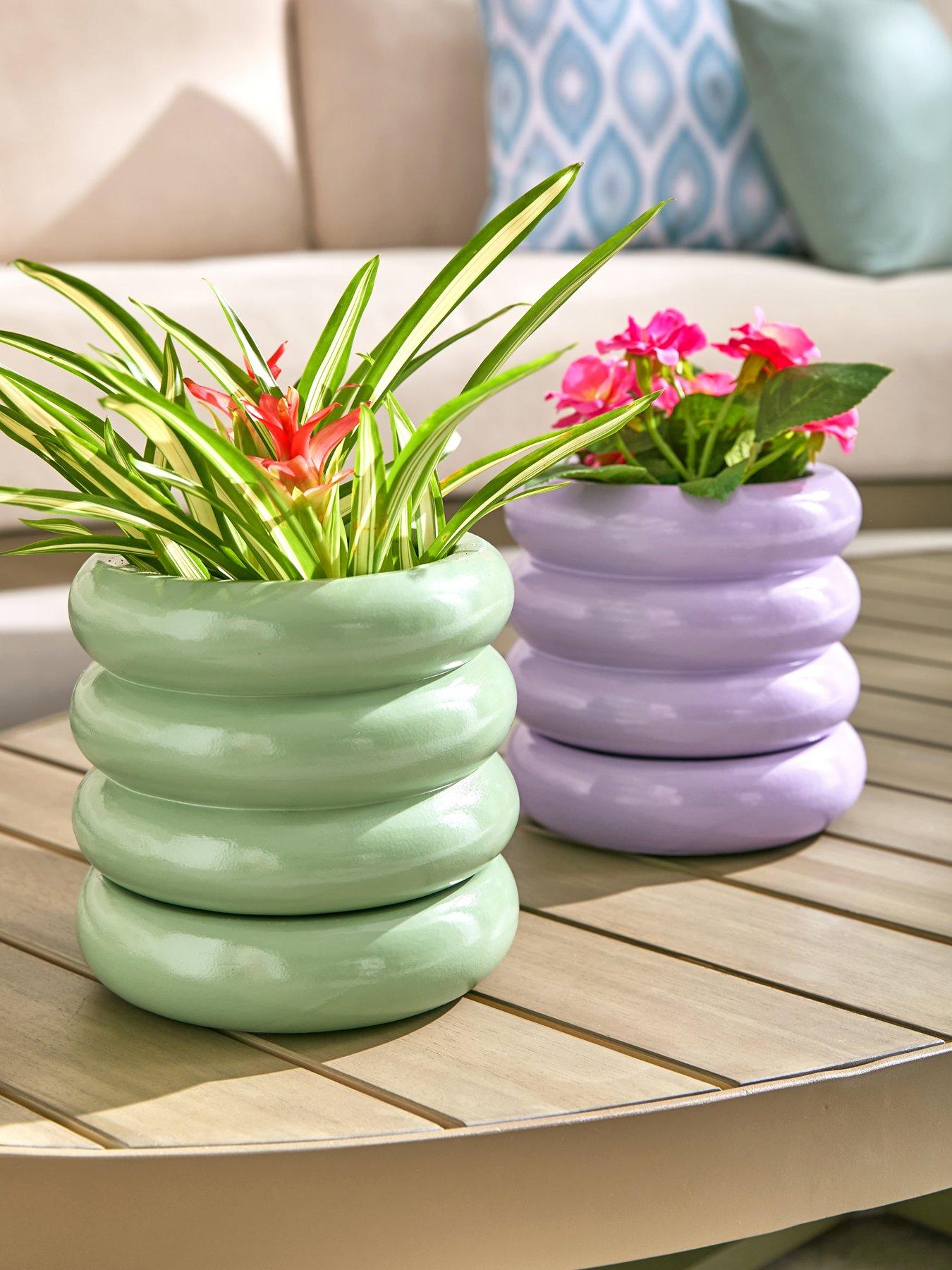 Very Home Set 2 ribbed planters 15cm