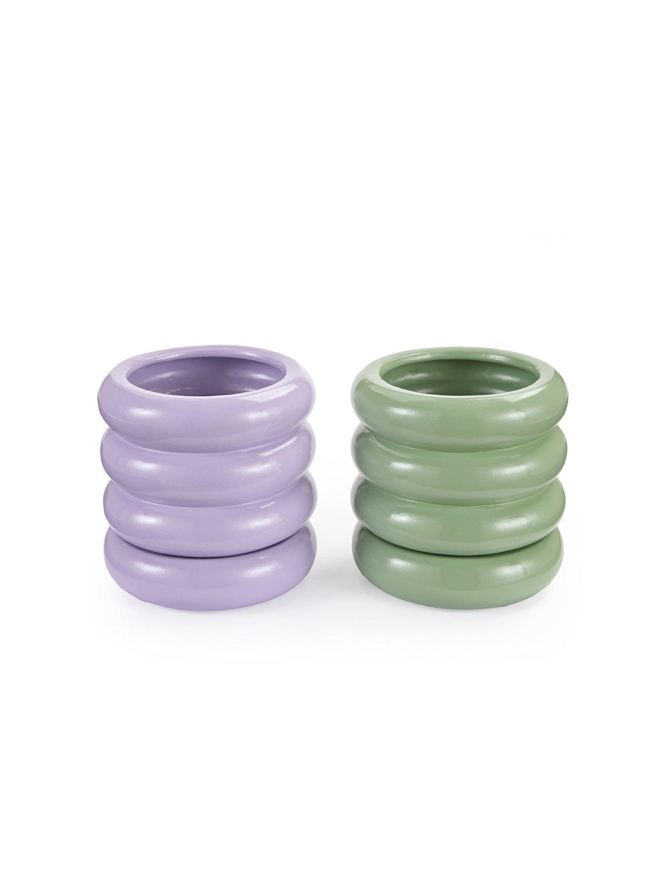 Image 2 of 5 of The Very Collection Set 2 ribbed planters 15cm