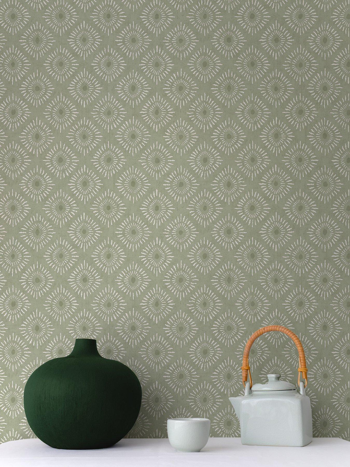 Holden Decor Indian Sunburst Wallpaper - Sage
