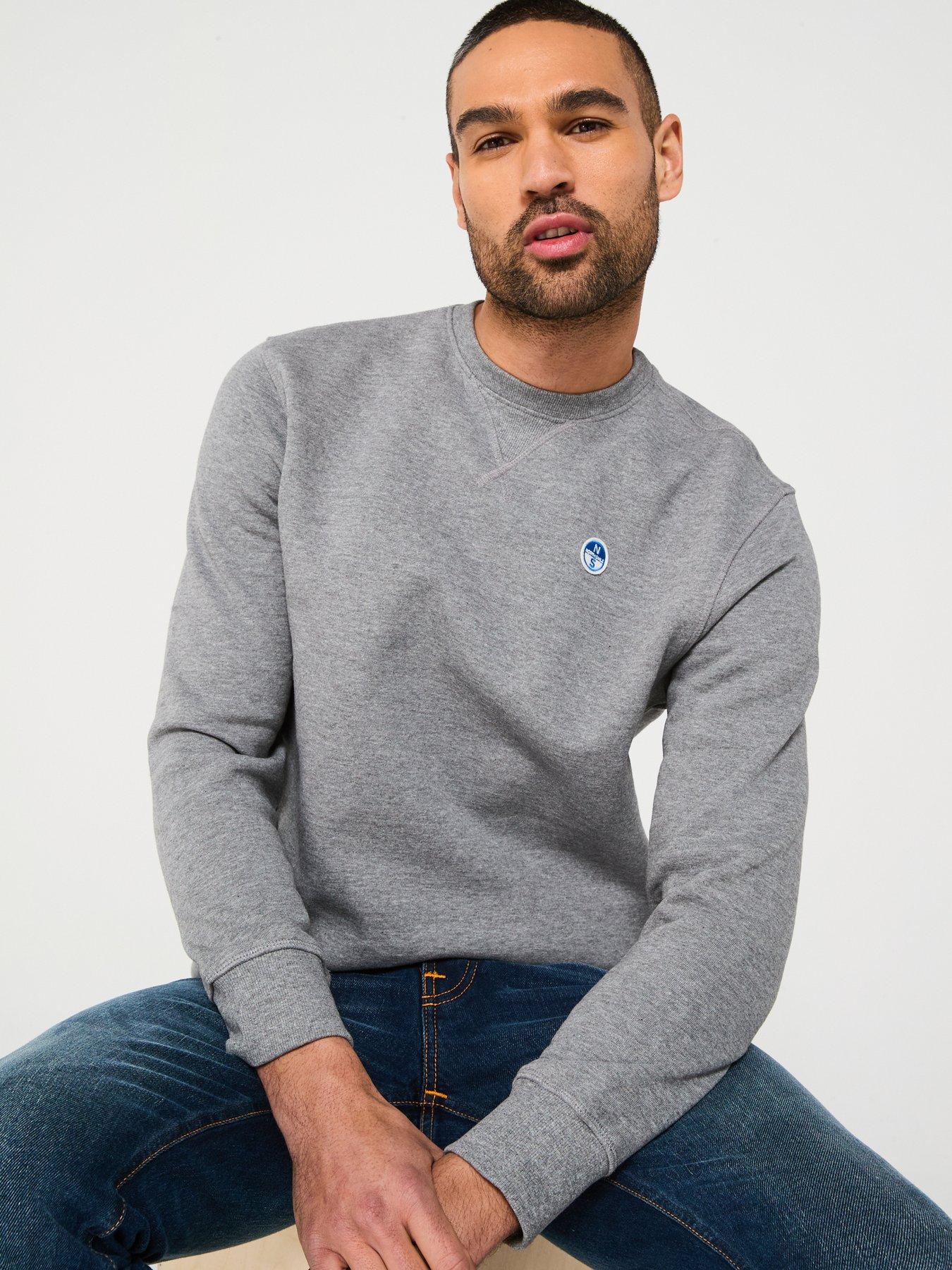  image of north-sails-left-chest-logo-crew-sweat-black-grey