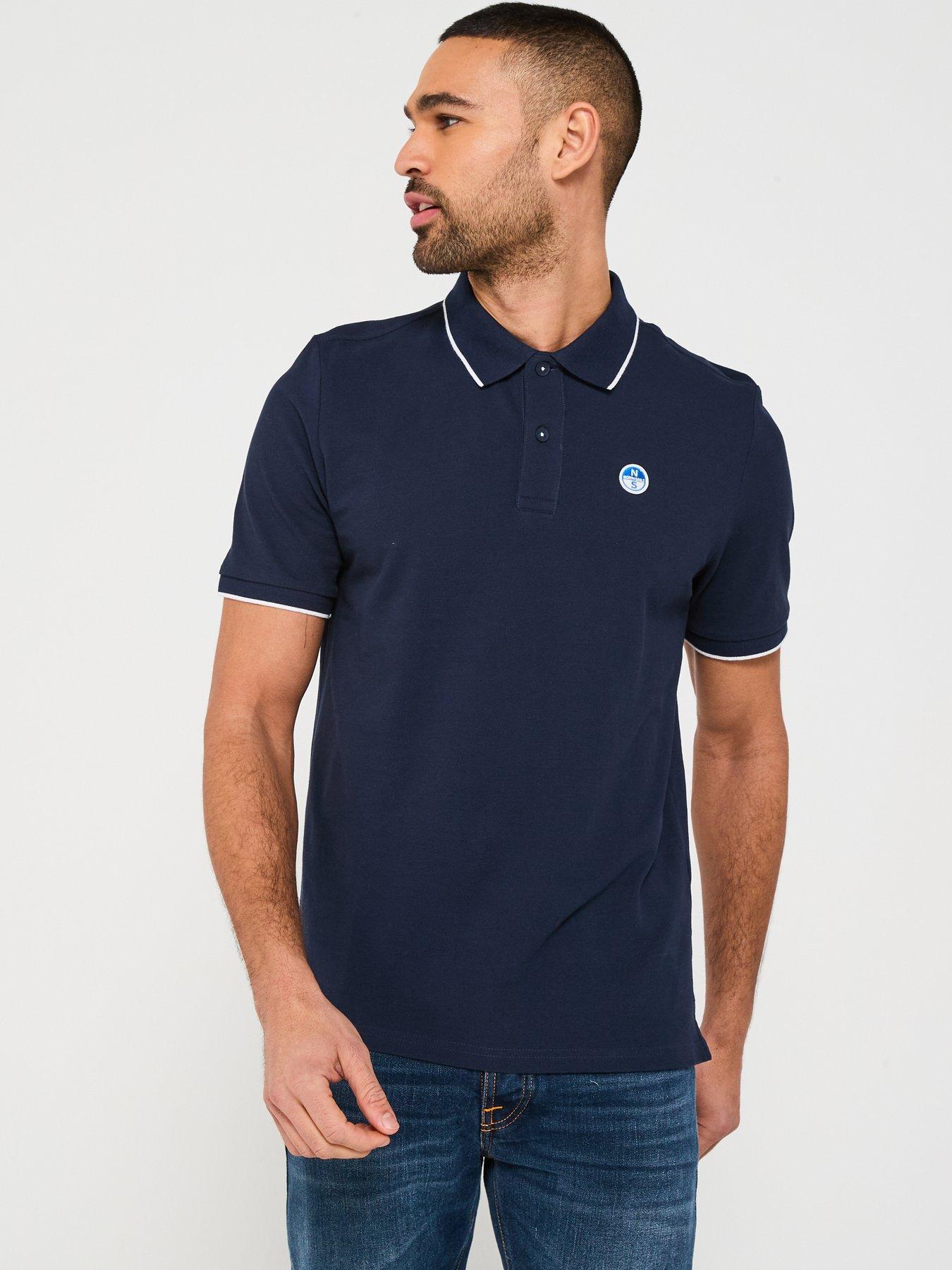 undefined Piping Trim Logo Polo Shirt - Navy