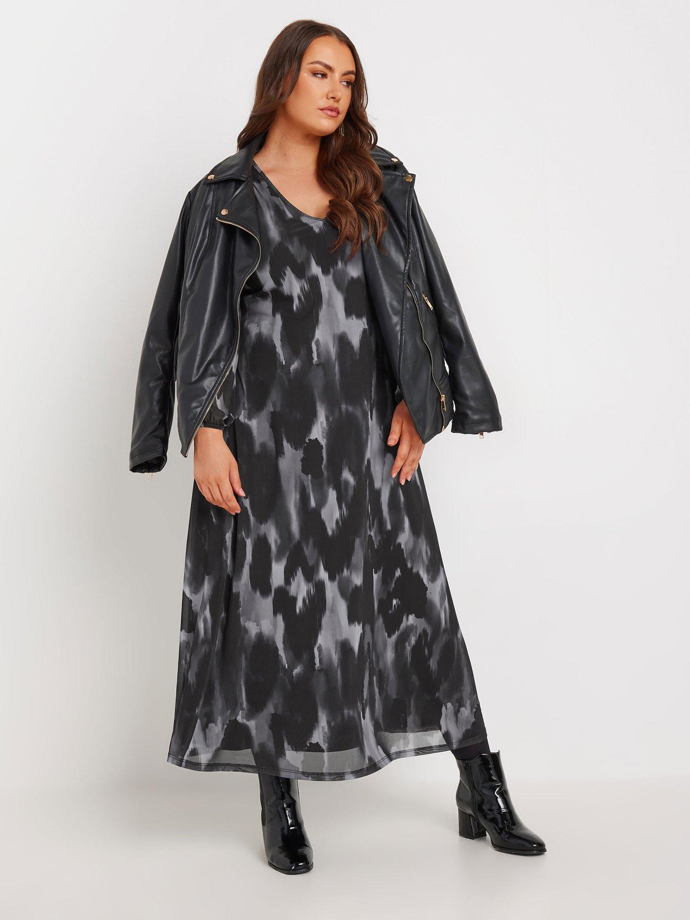 Curve Tiger printed balloon sleeve mesh midi dress main image 1