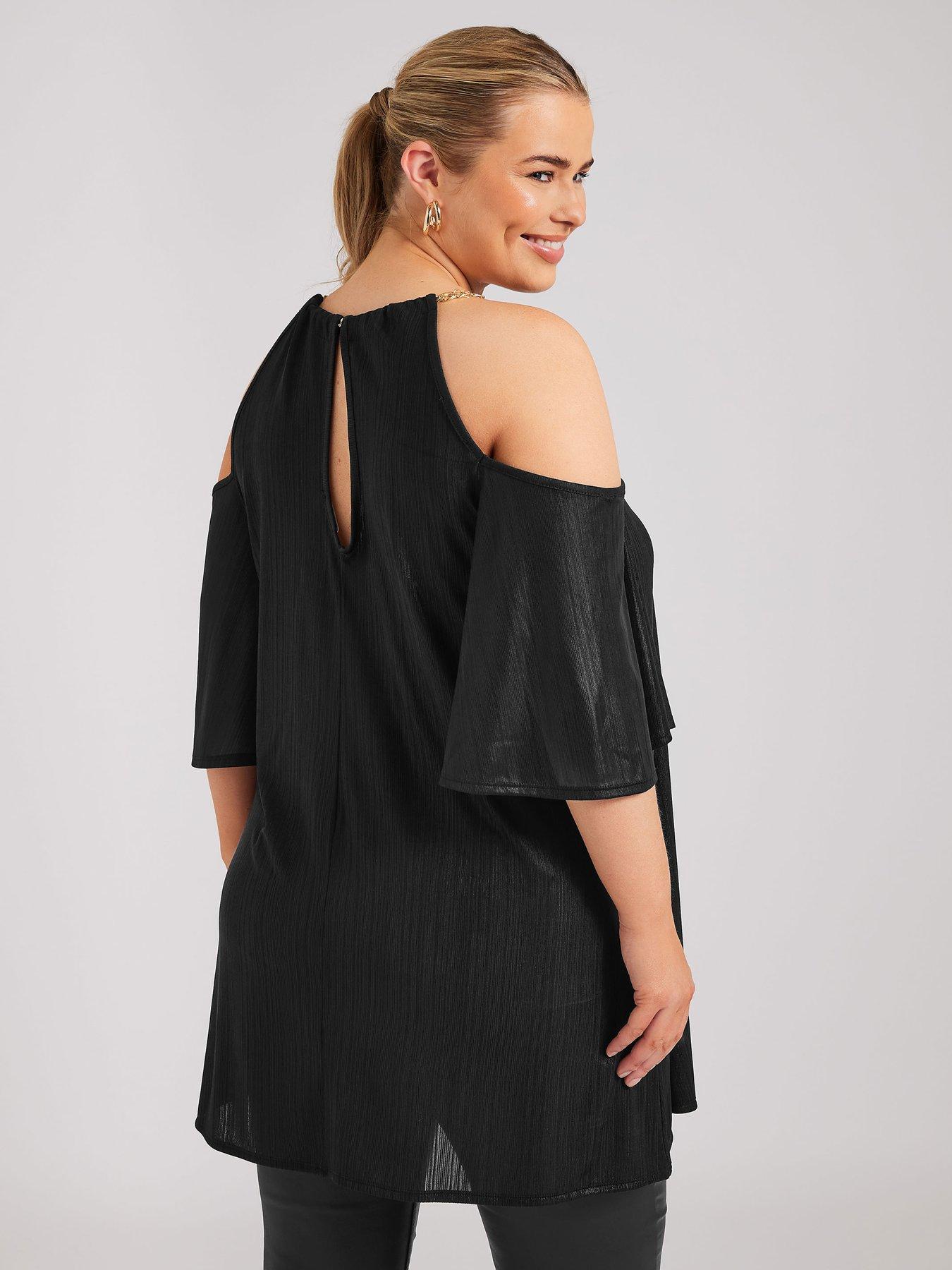 Image 2 of 4 of Yours Curve Foil Chain Detail Top - Black