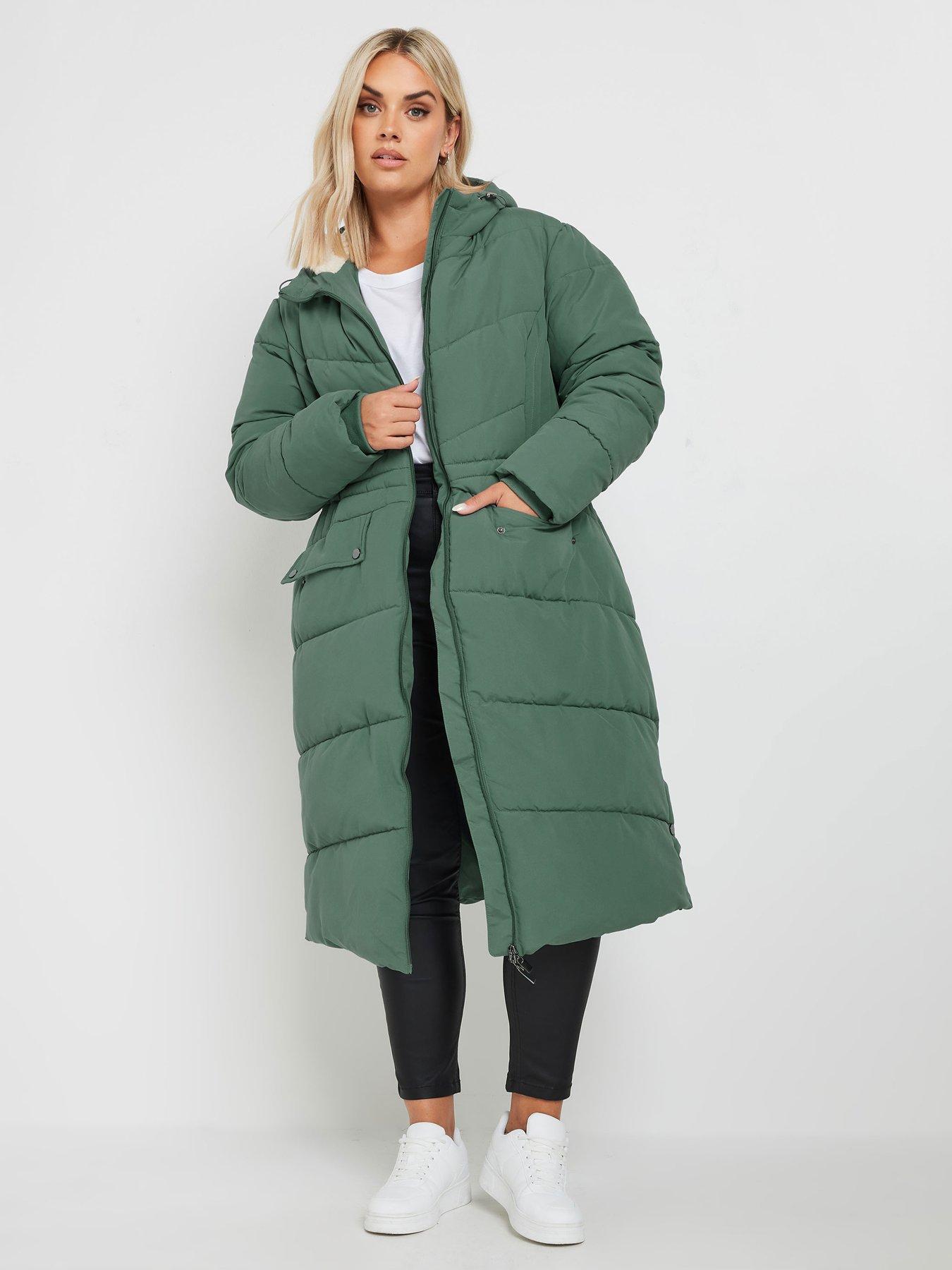 undefined Curve Borg Hooded Midi Padded Coat - Green