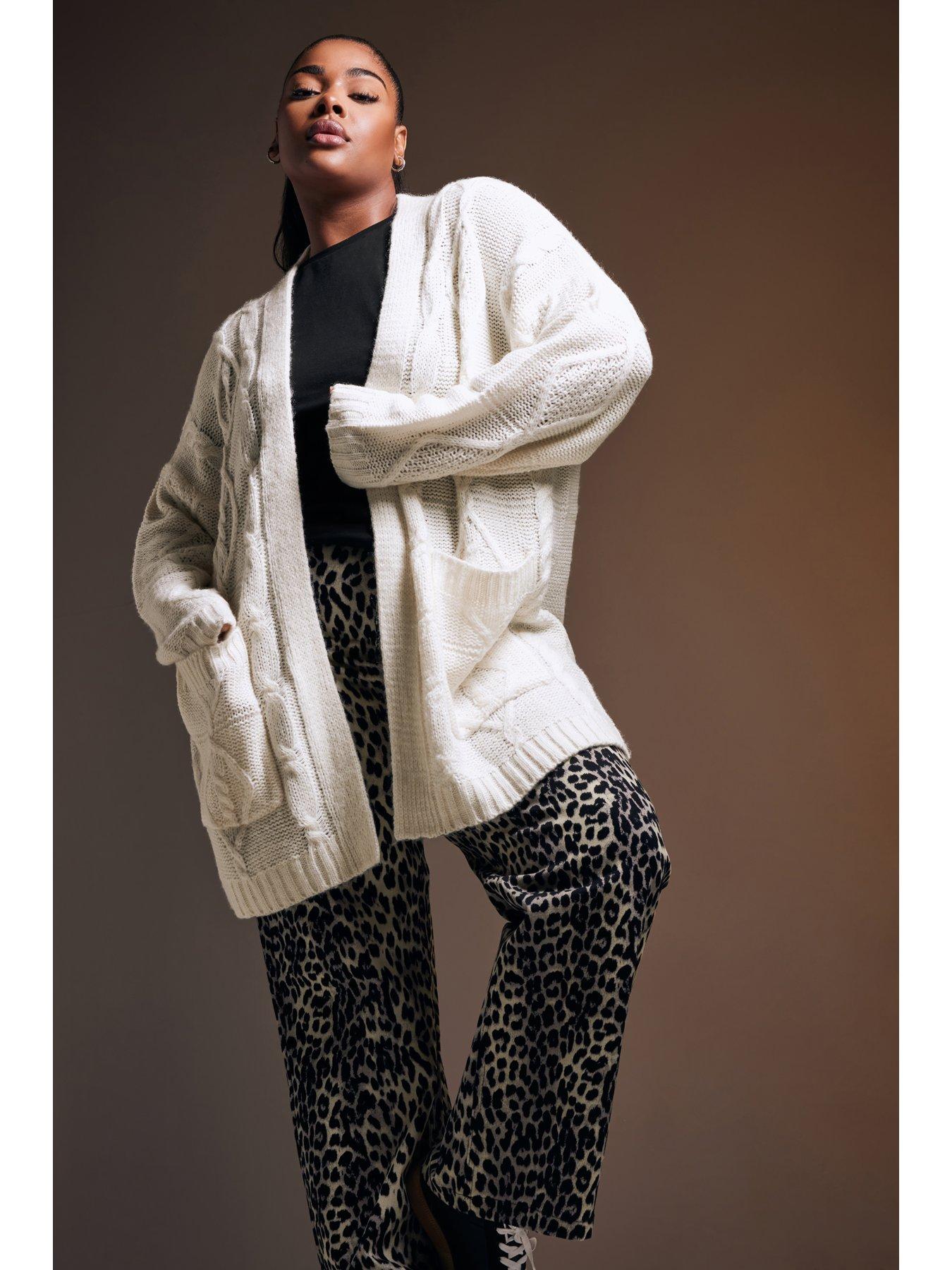 Yours Curve Cable Shawl Cardigan - Ivory