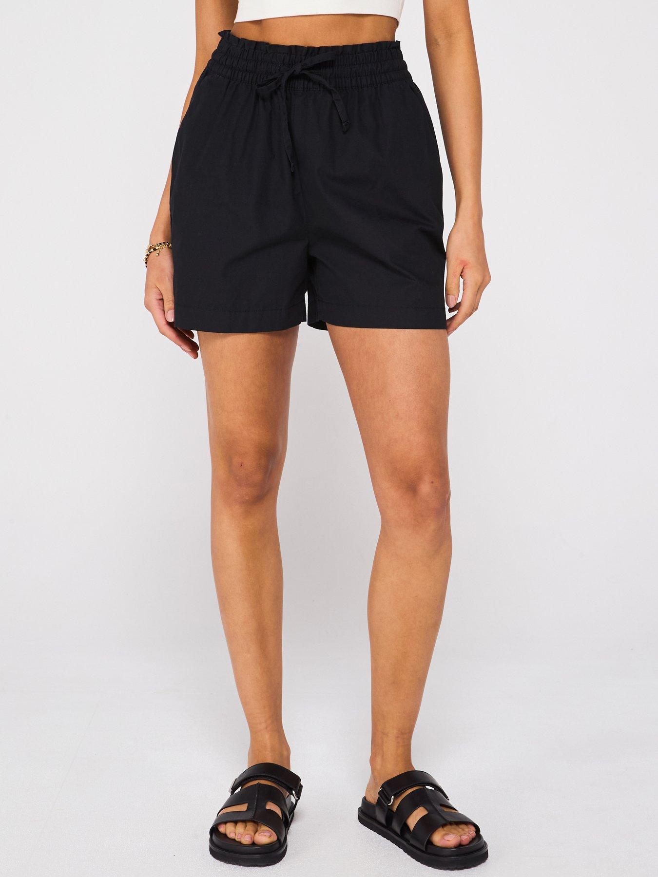 front image of v-by-very-turn-up-hem-cotton-shorts-black