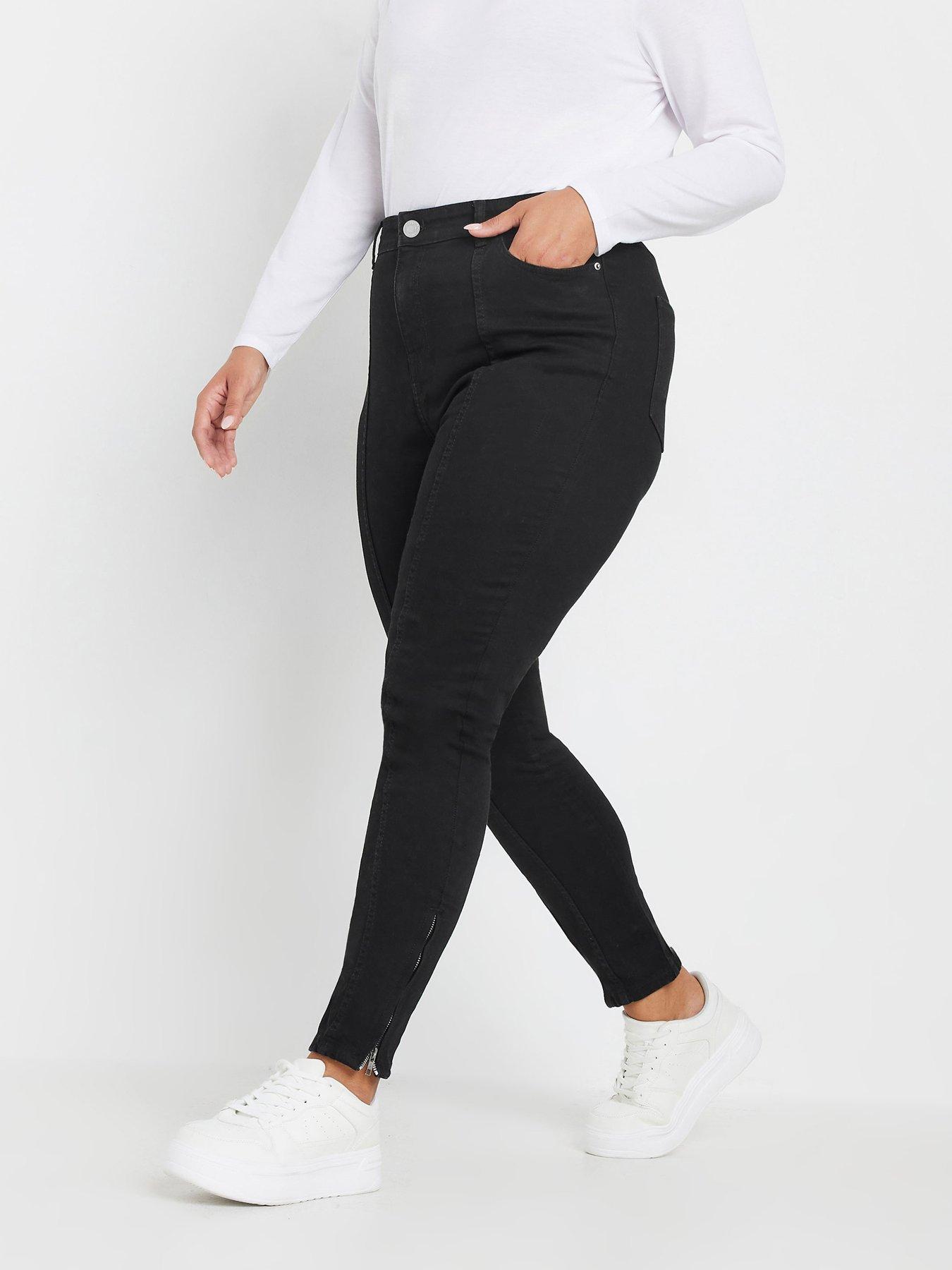 Yours Curve Ava Jeans With Zip Hem - Black
