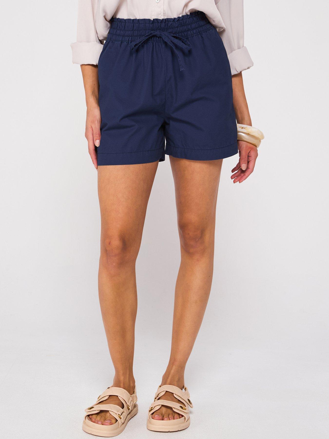 V by Very Turn Up Hem Cotton Shorts - Navy