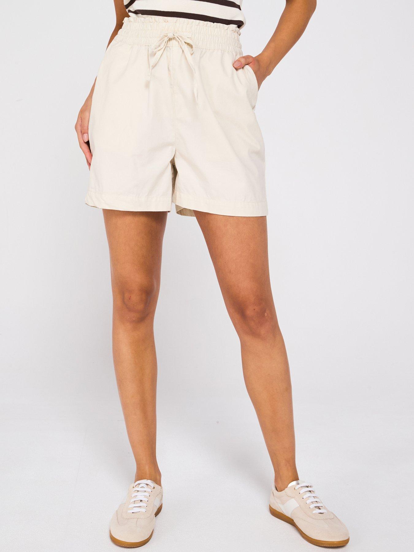 V by Very Turn Up Hem Cotton Shorts - Ecru