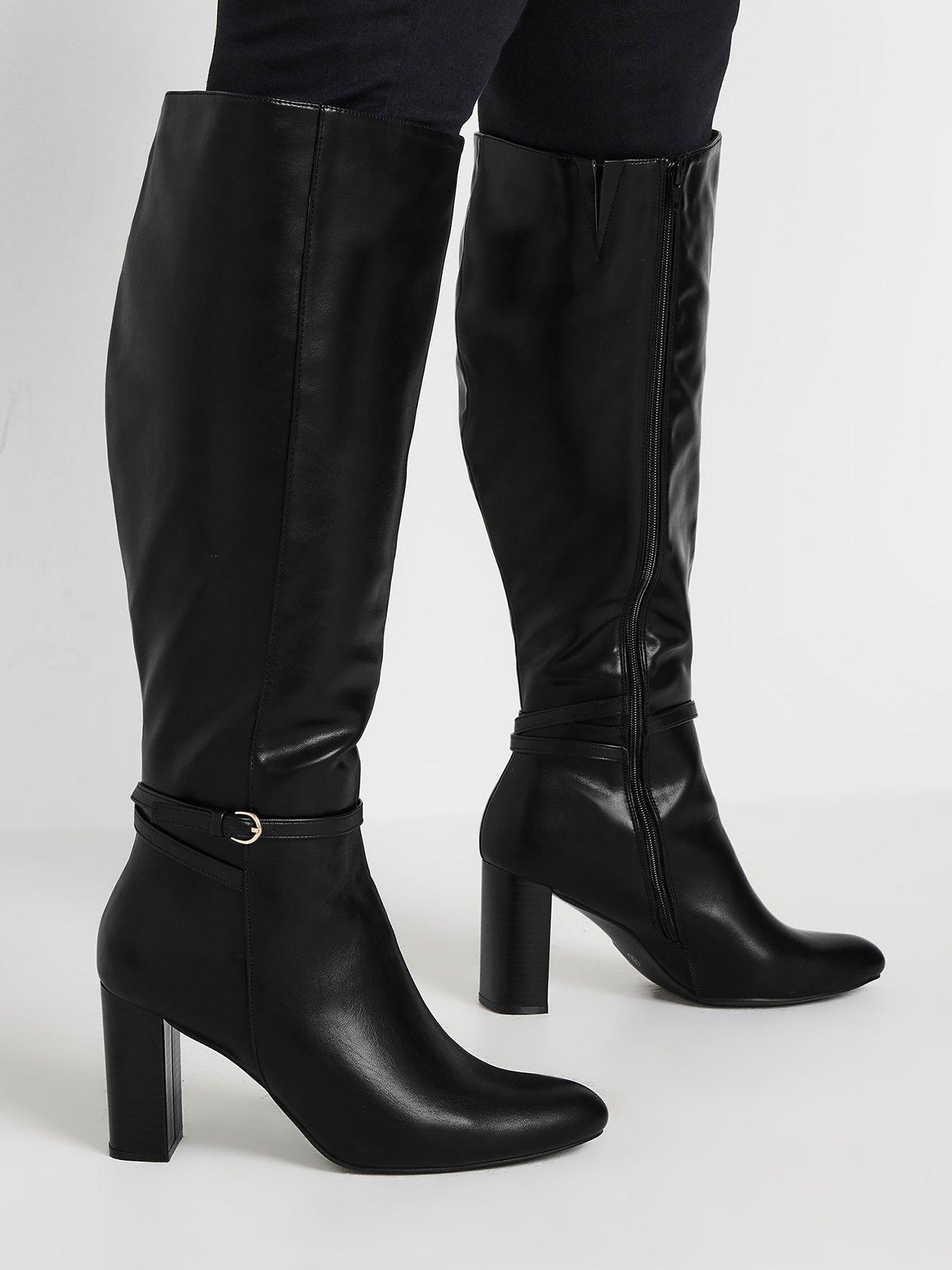 Image 4 of 4 of Yours Extra Wide Fit Heeled Knee High Boot - Black