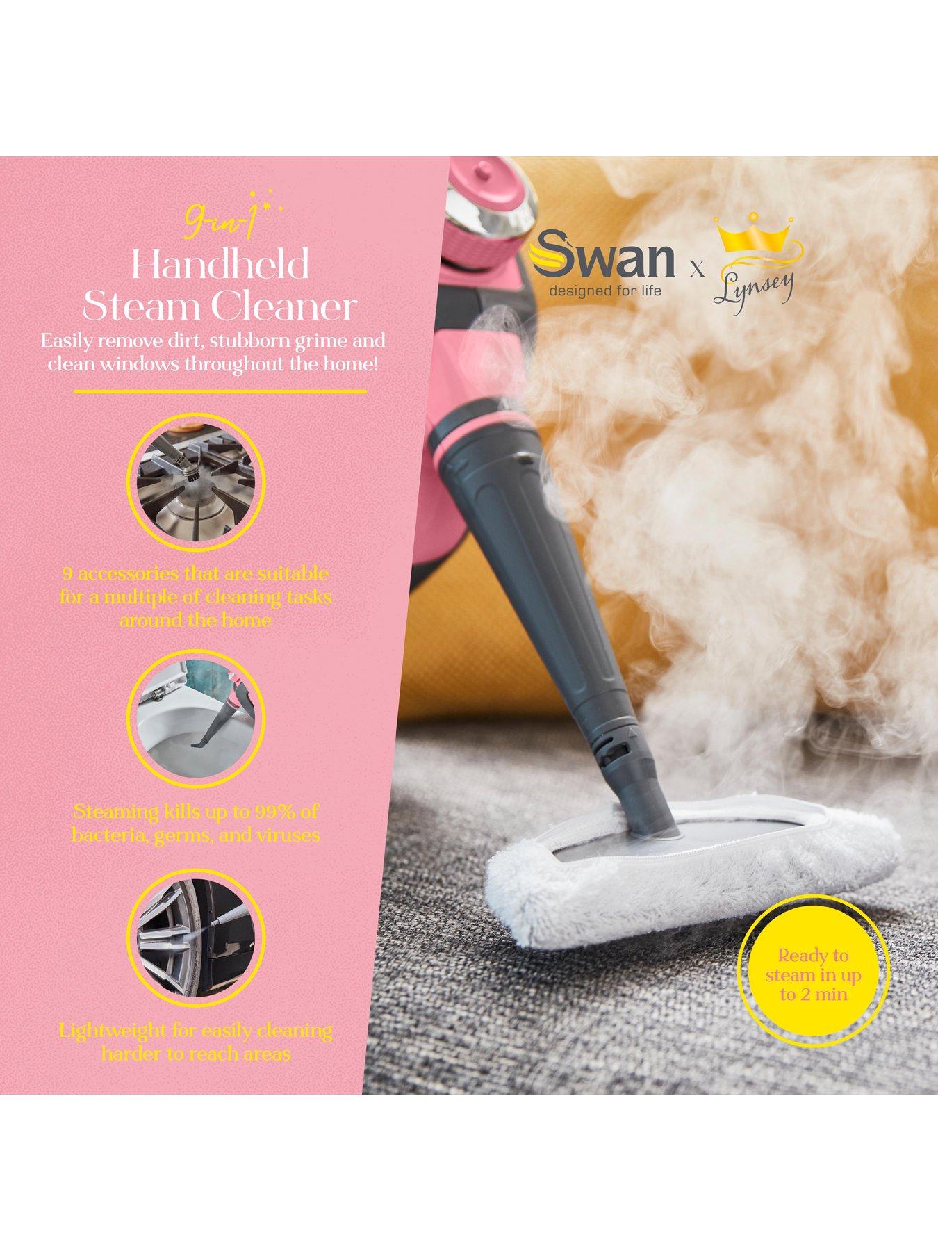  image of swan-tvrsquos-queen-of-clean-handheld-steam-cleaner-with-3-steam-pressure-settings-220ml-pink