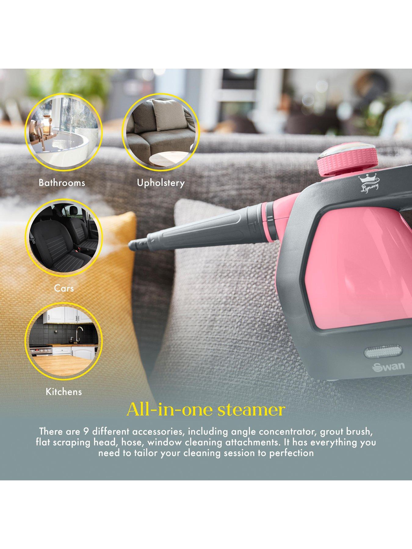  image of swan-tvrsquos-queen-of-clean-handheld-steam-cleaner-with-3-steam-pressure-settings-220ml-pink
