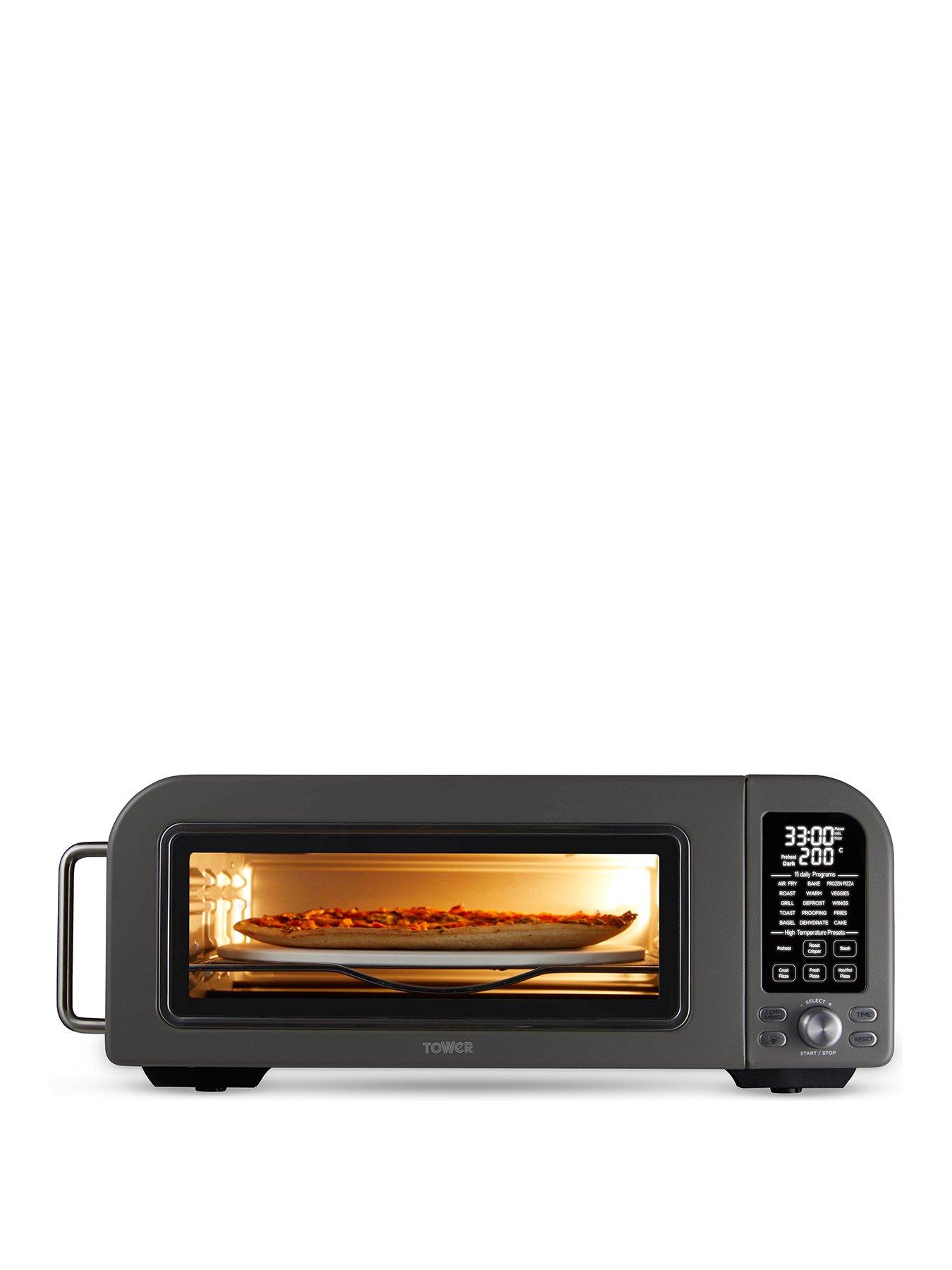 front image of tower-elite-18l-pizza-oven-with-15-cooking-functions-2000w-grey