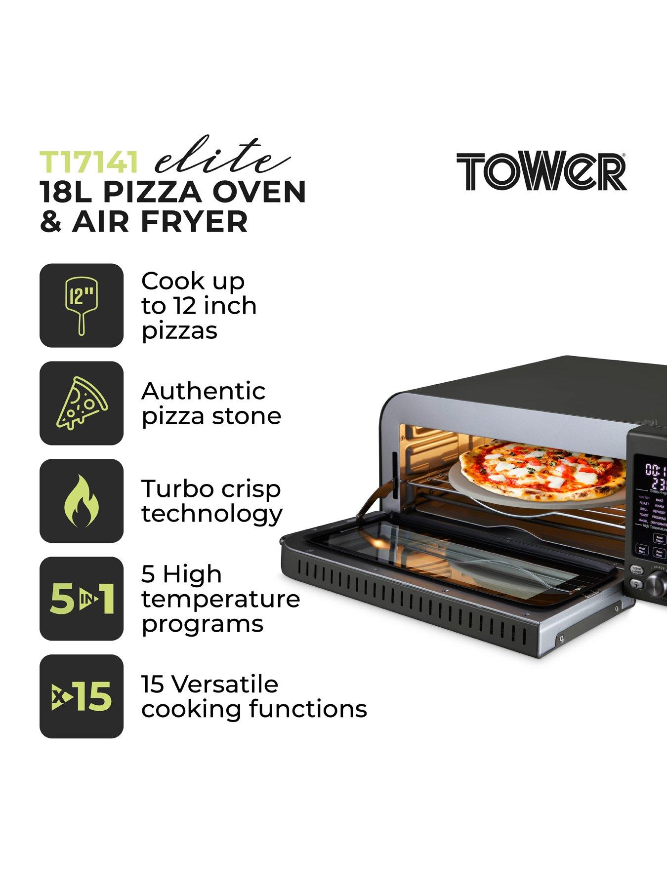  image of tower-elite-18l-pizza-oven-with-15-cooking-functions-2000w-grey