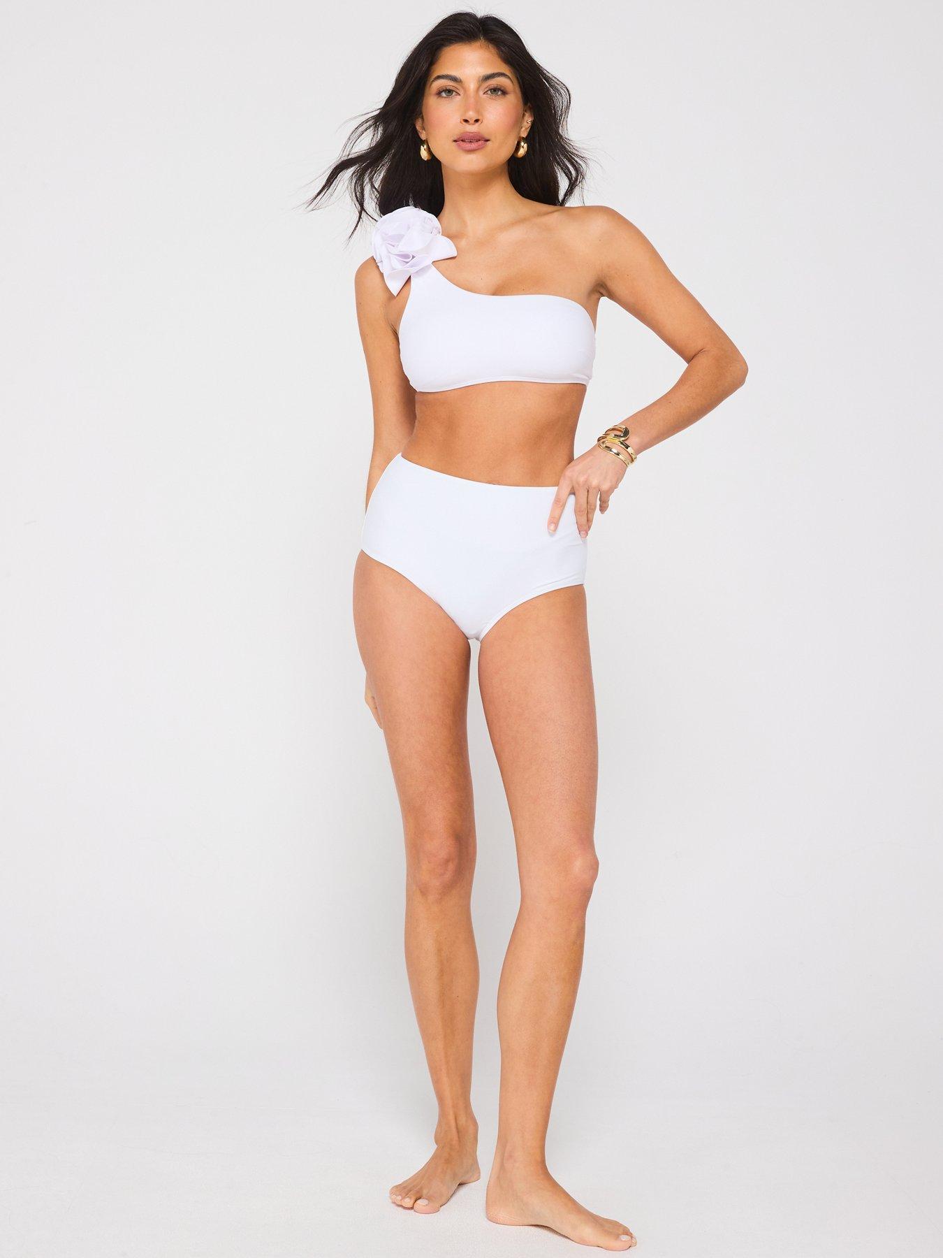  image of v-by-very-frill-one-shoulder-bikini-top-white