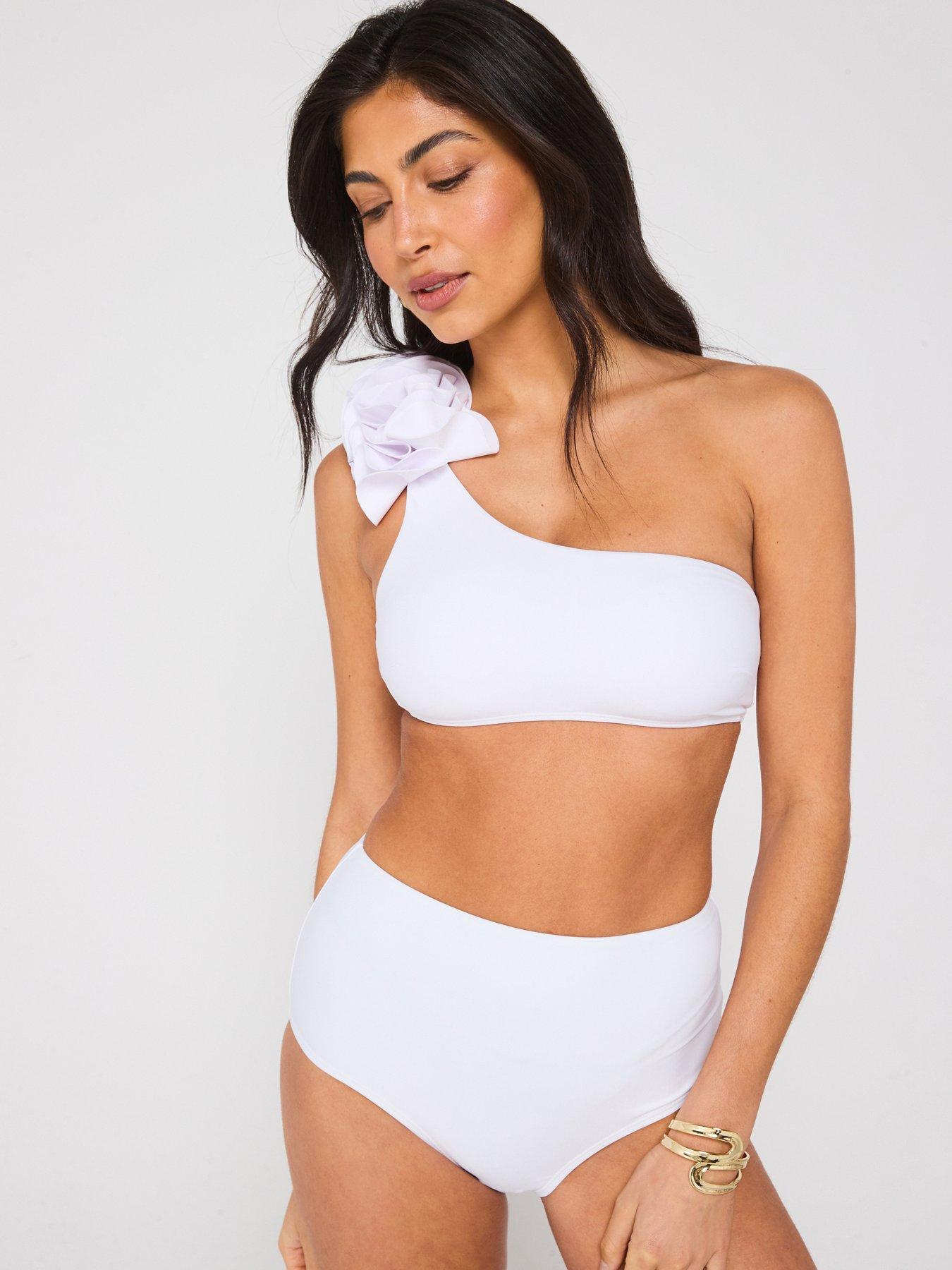  image of v-by-very-frill-one-shoulder-bikini-top-white