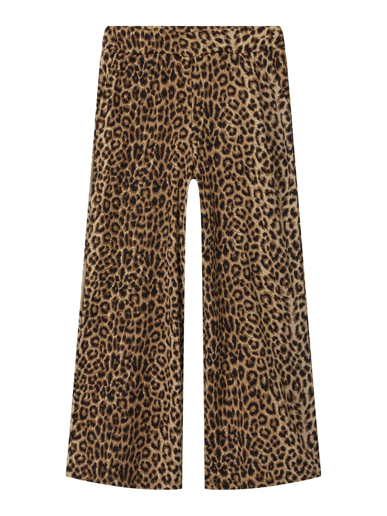  image of name-it-girls-leopard-print-wide-leg-trousers-black