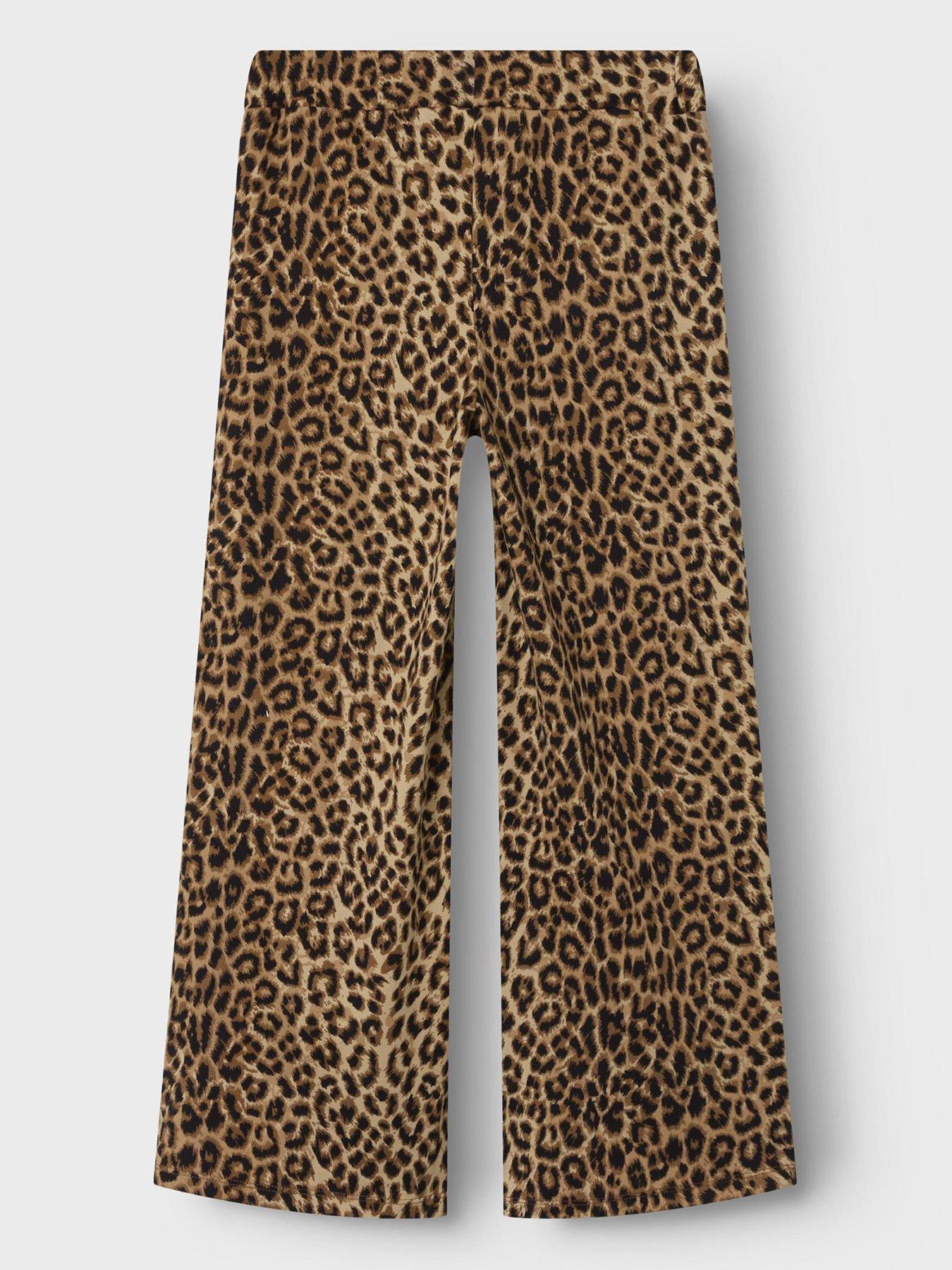  image of name-it-girls-leopard-print-wide-leg-trousers-black