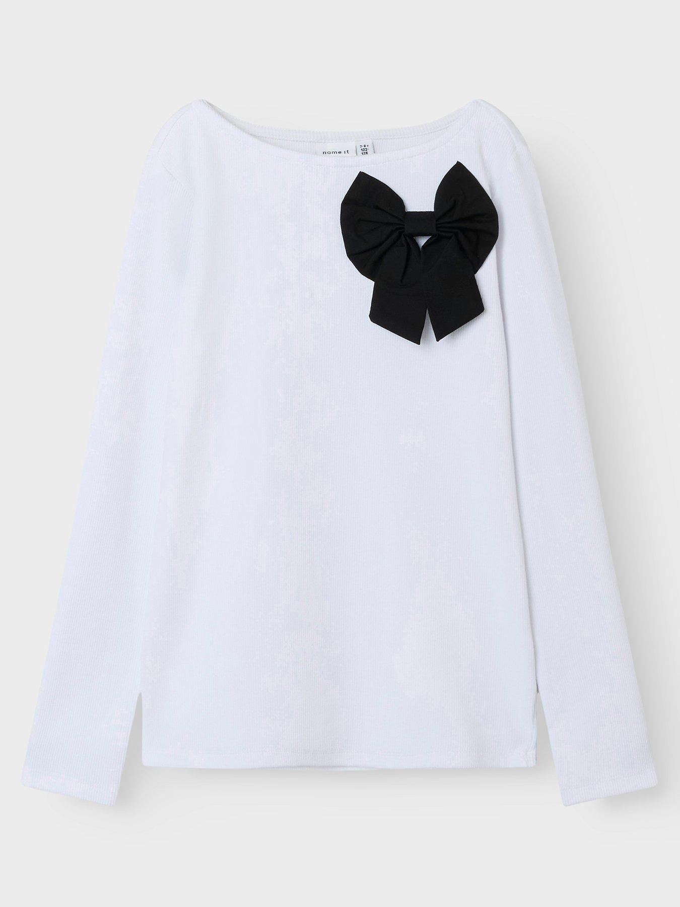 undefined Girls Bow Long Sleeve Tshirt - Bright White