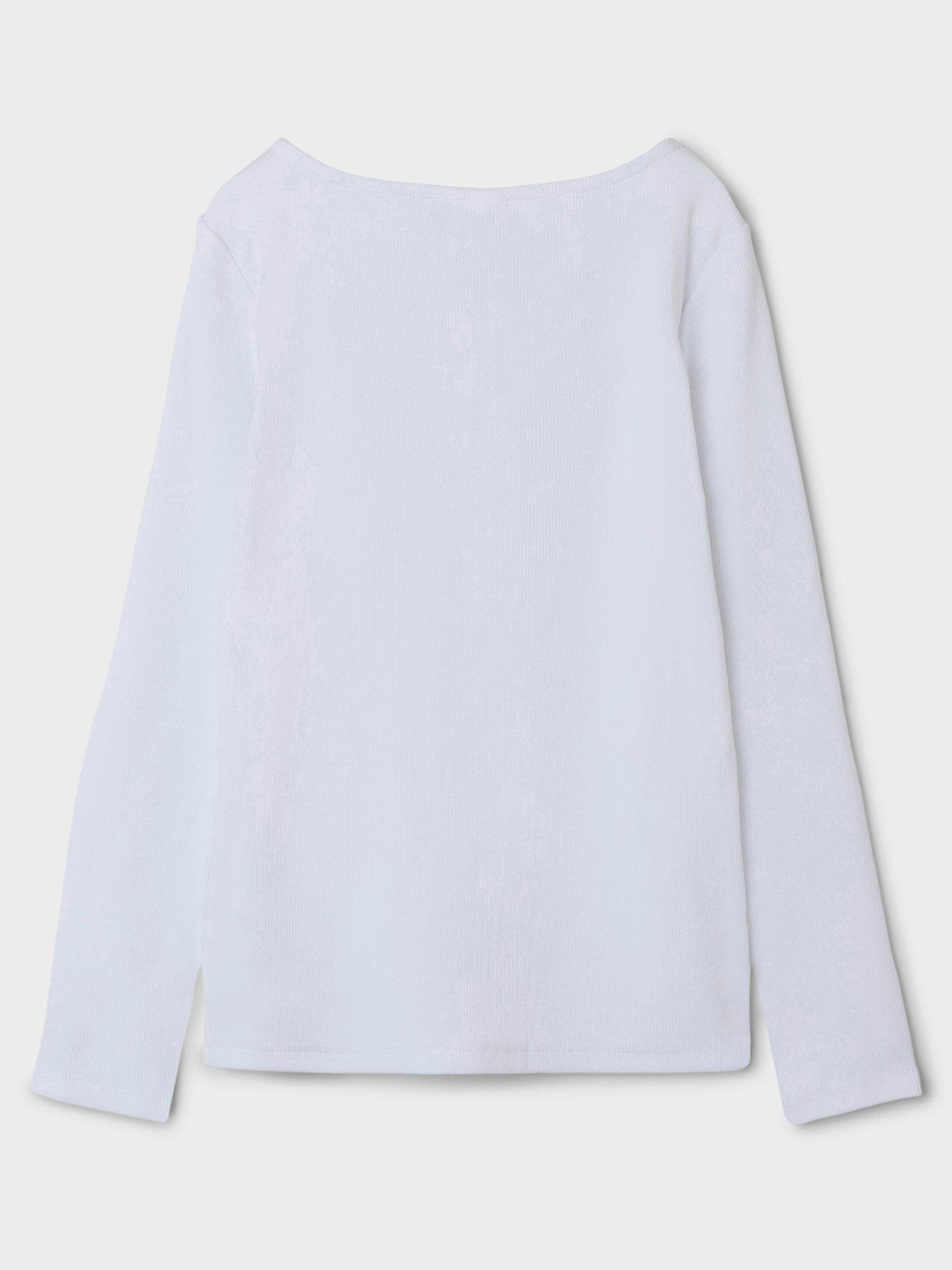  image of name-it-girls-bow-long-sleeve-tshirt-bright-white
