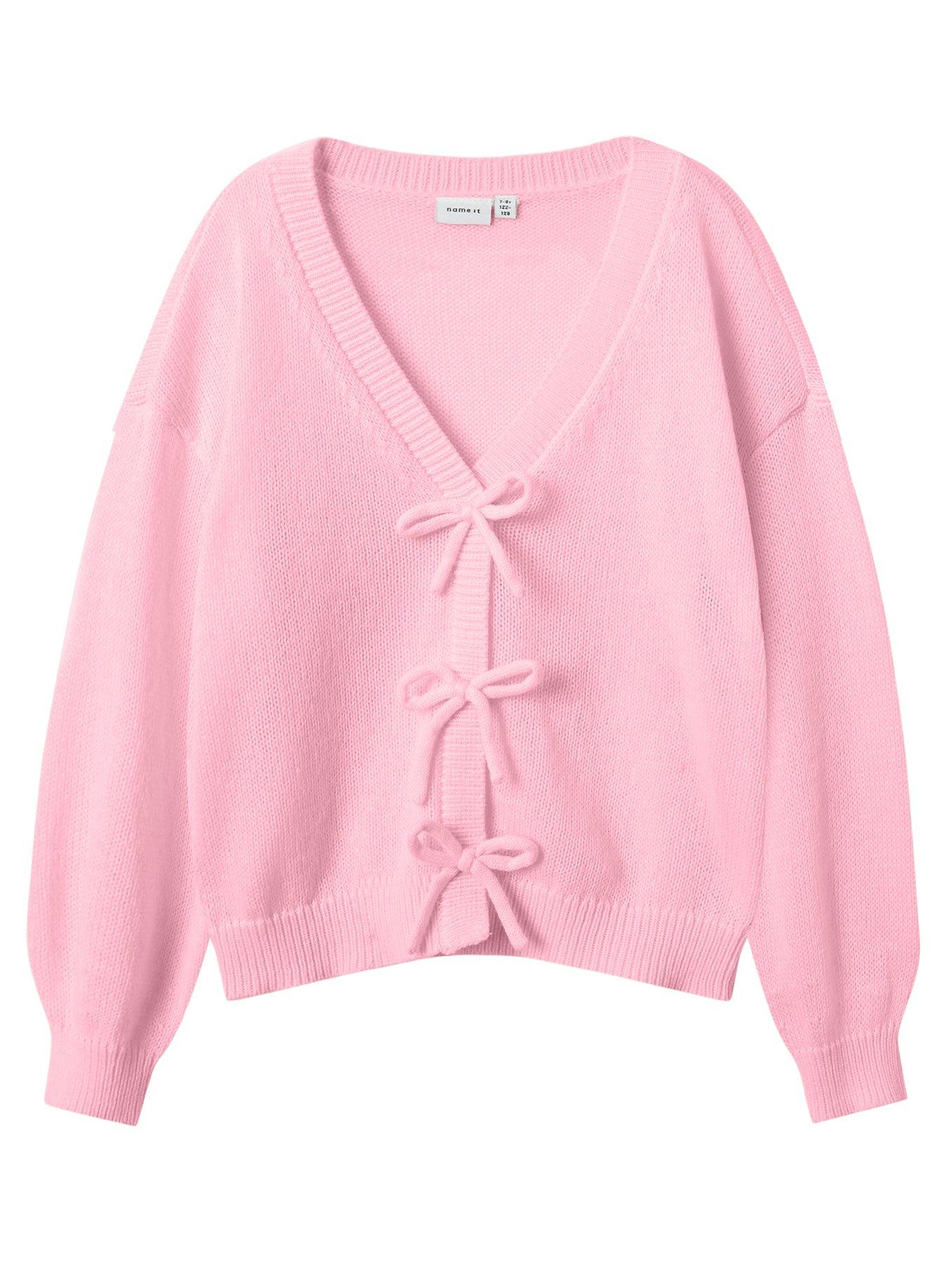 undefined Girls Knitted Bow Cardigan - Orchid Pink