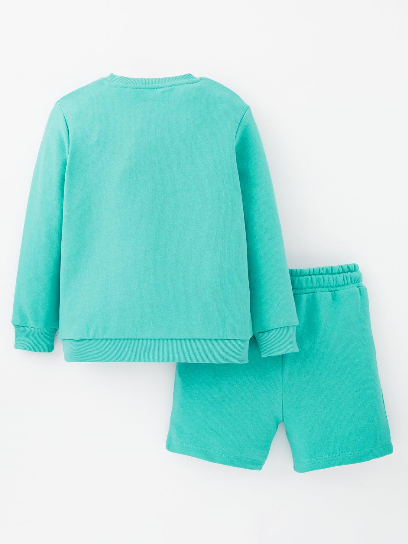  image of everyday-boys-crew-sweat-top-and-short-set-green