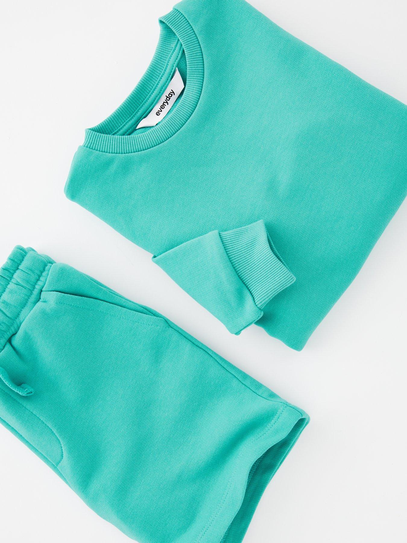  image of everyday-boys-crew-sweat-top-and-short-set-green