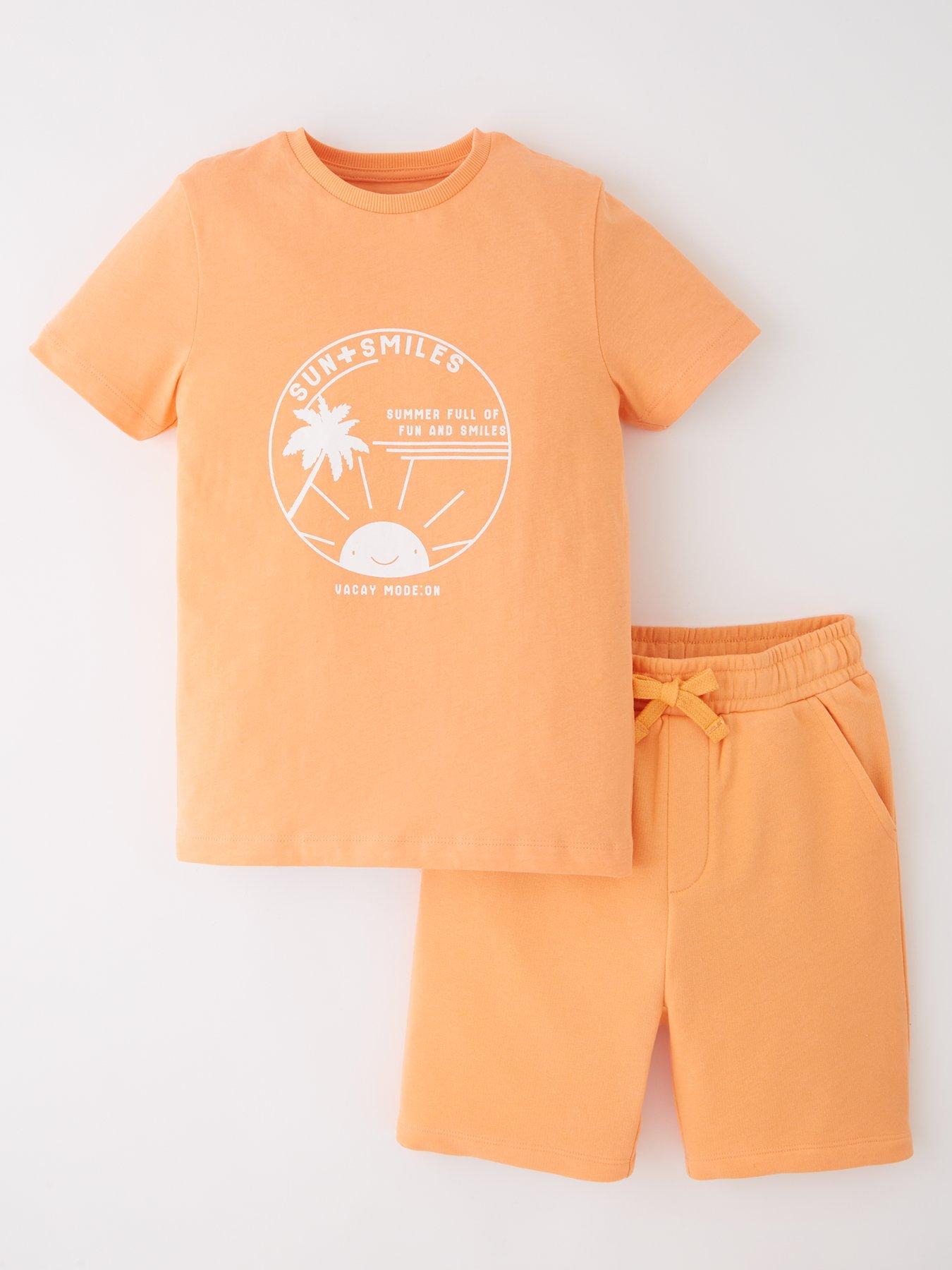 undefined Boys Surf T-Shirt And Short Set - Orange