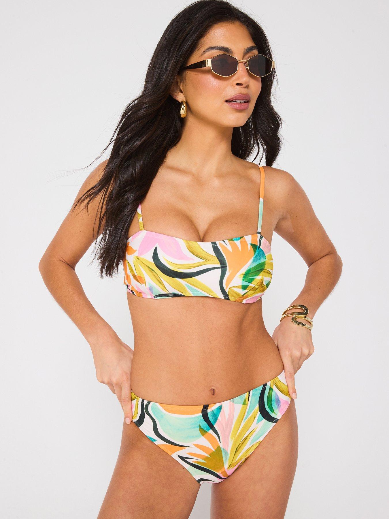 V by Very Tie Shoulder Bikini Top - Print