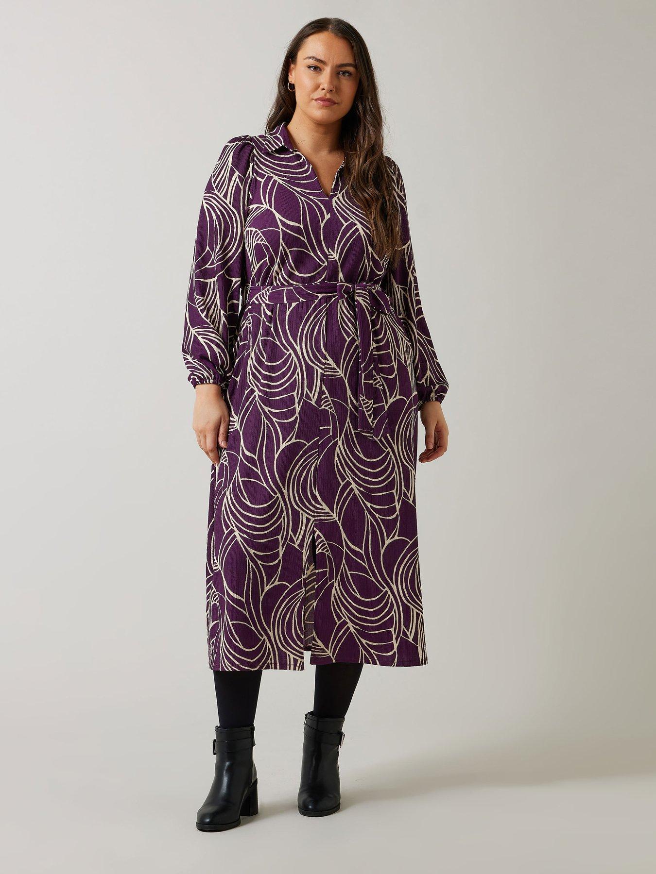 undefined Linear Print Jersey Crepe Dress