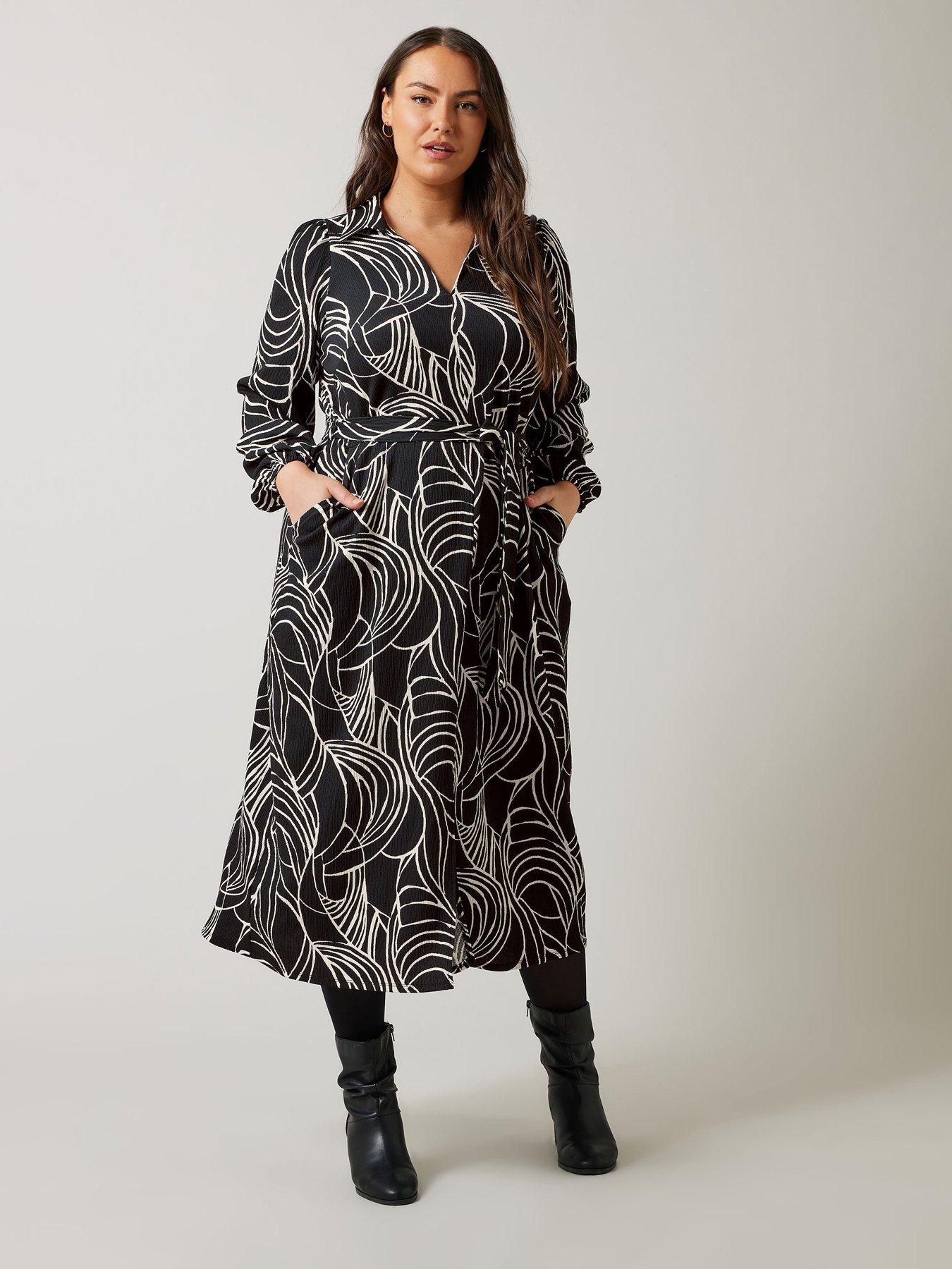 undefined Linear Print Jersey Crepe Dress